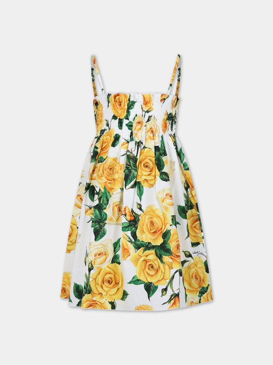 Vestito casual bianco per bambina a fantasia flowering,Dolce & Gabbana Kids,L52DA6 HS5QR HA3VO