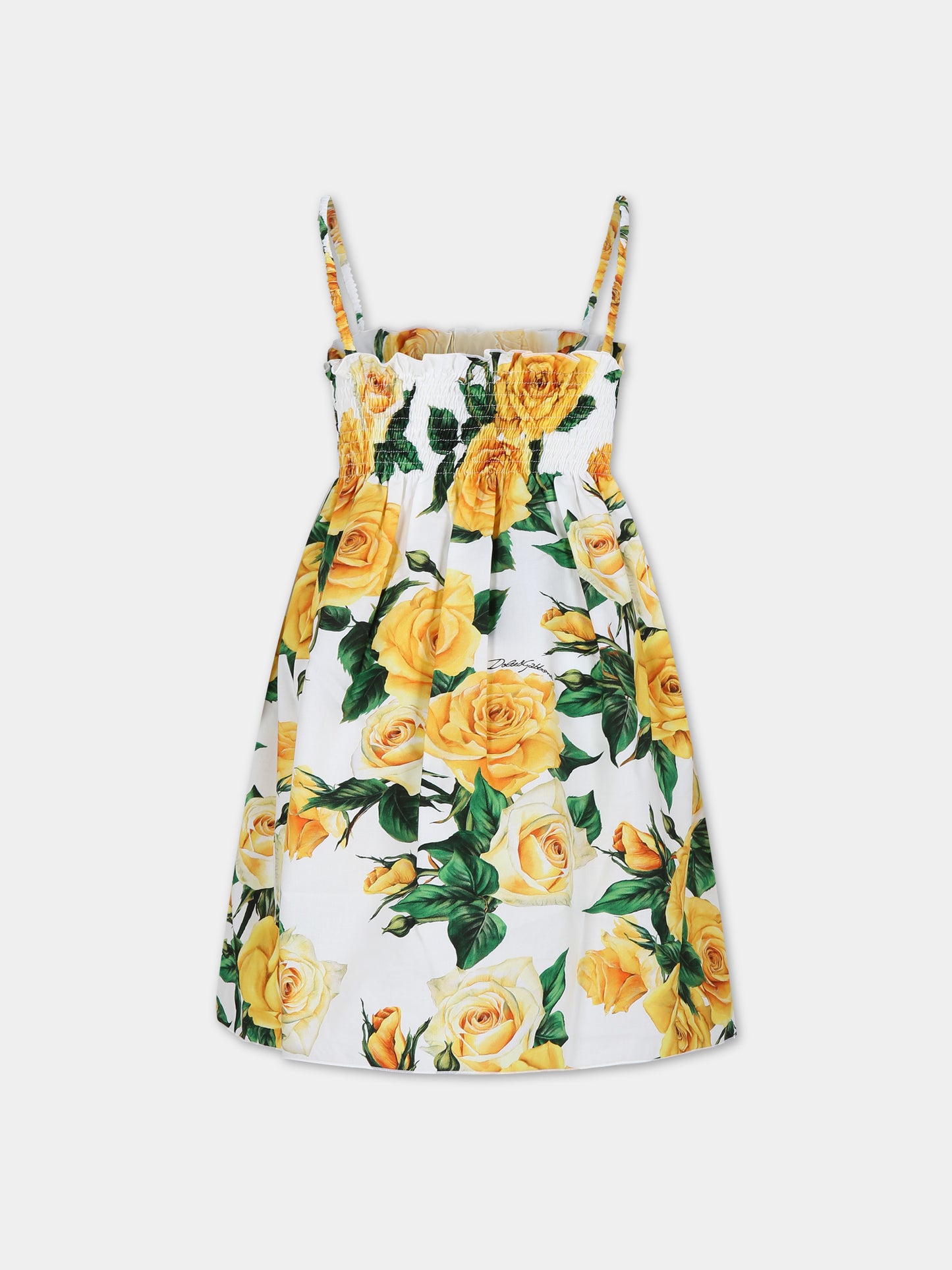 Vestito casual bianco per bambina a fantasia flowering,Dolce & Gabbana Kids,L52DA6 HS5QR HA3VO