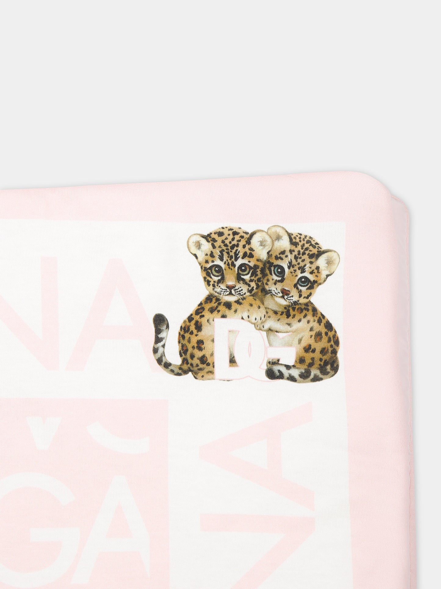 Coperta rosa per neonata con leopardi e stampa logomania,Dolce & Gabbana Kids,LNJAE1 G7KR0 S9001