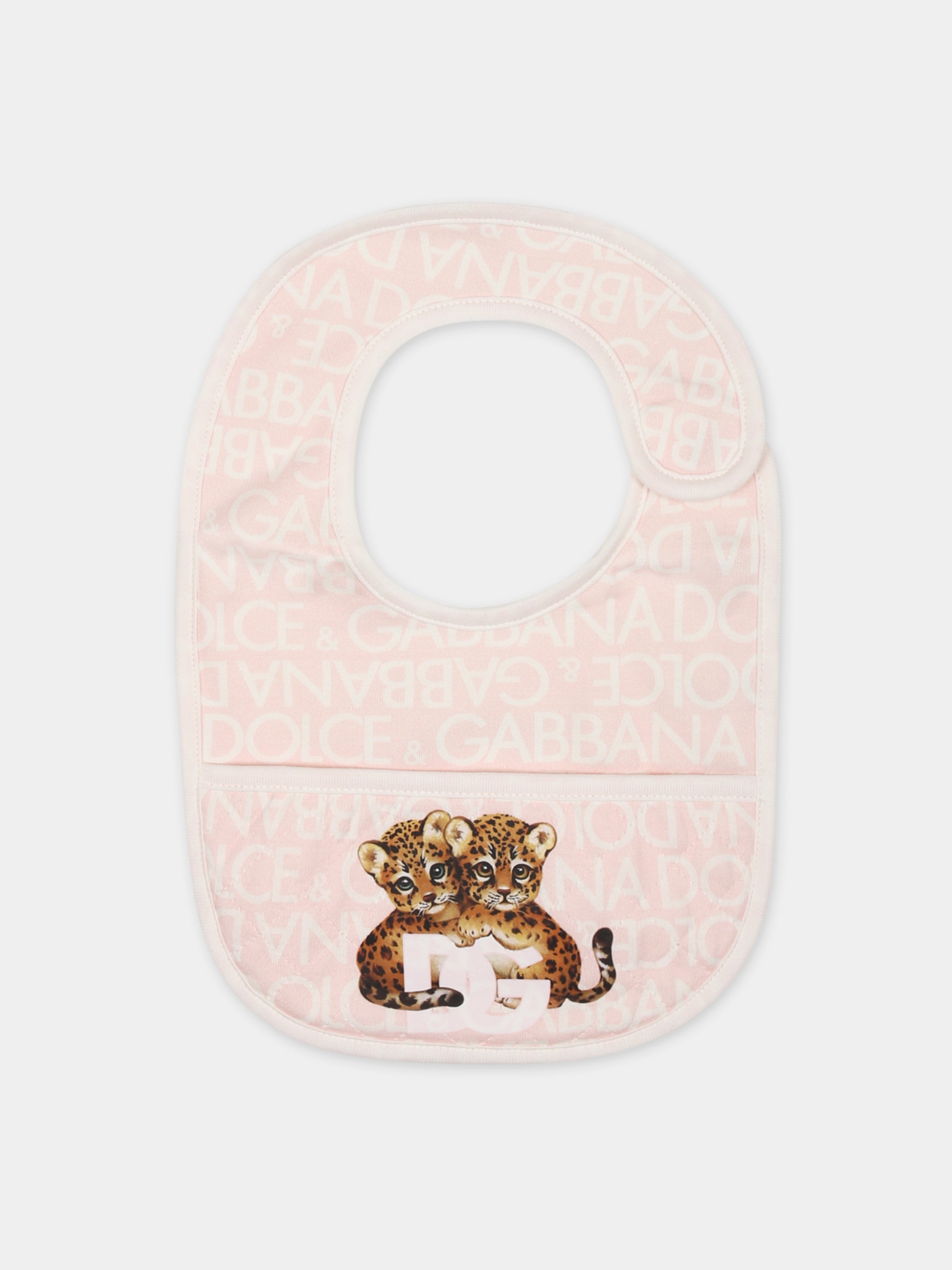 Set rosa per neonata con logo e leopardi,Dolce & Gabbana Kids,L2JO1U G7KQ6 S9000