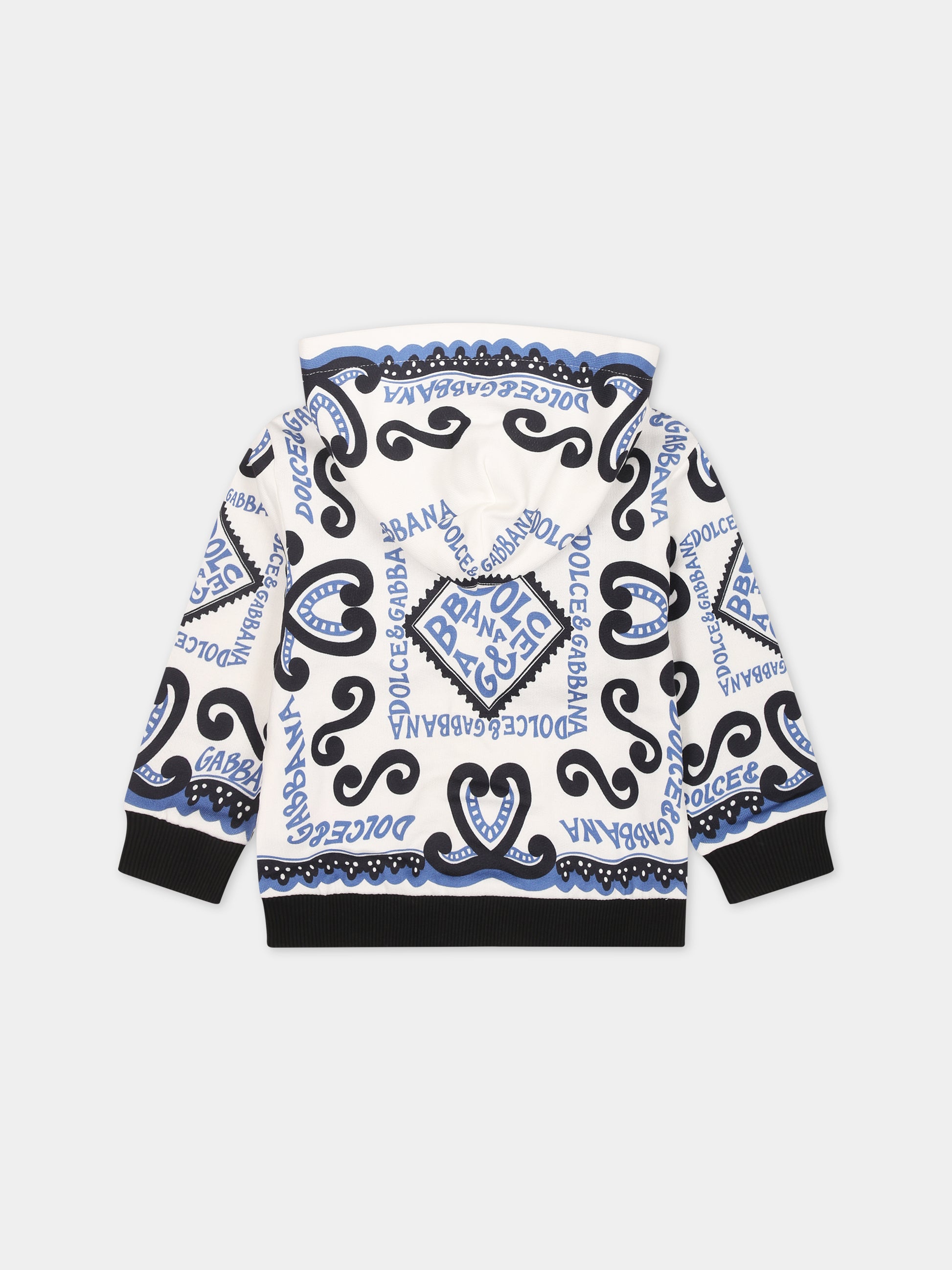 Felpa bianca per neonato con stampa bandana e logo,Dolce & Gabbana Kids,L1JWIT G7L0X HC4XR