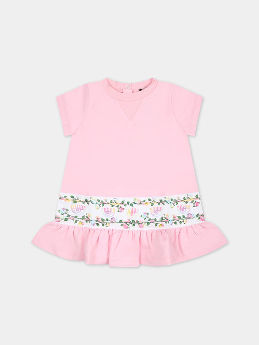 Vestito casual rosa per bambina con eyestar,Chiara Ferragni Collection,53C900 3020 090F