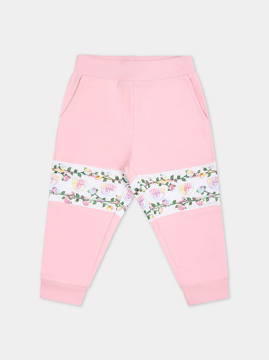 Pantaloni sportivi rosa per neonata con eyestar,Chiara Ferragni Collection,53C400 3020 090F