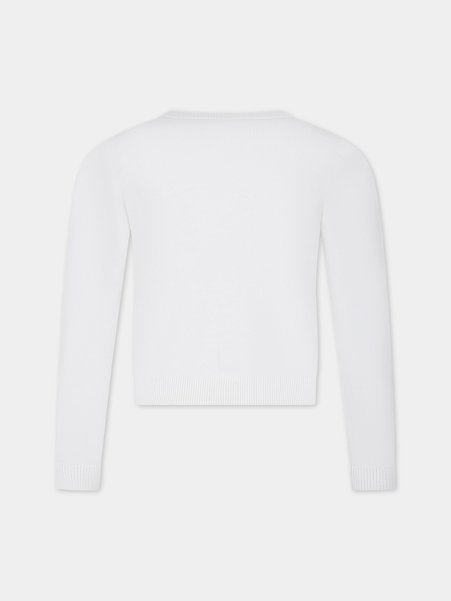 Cardigan bianco per bambina con ciliegie multicolor ricamate all-over,Bonpoint,S04GCAK00006 102