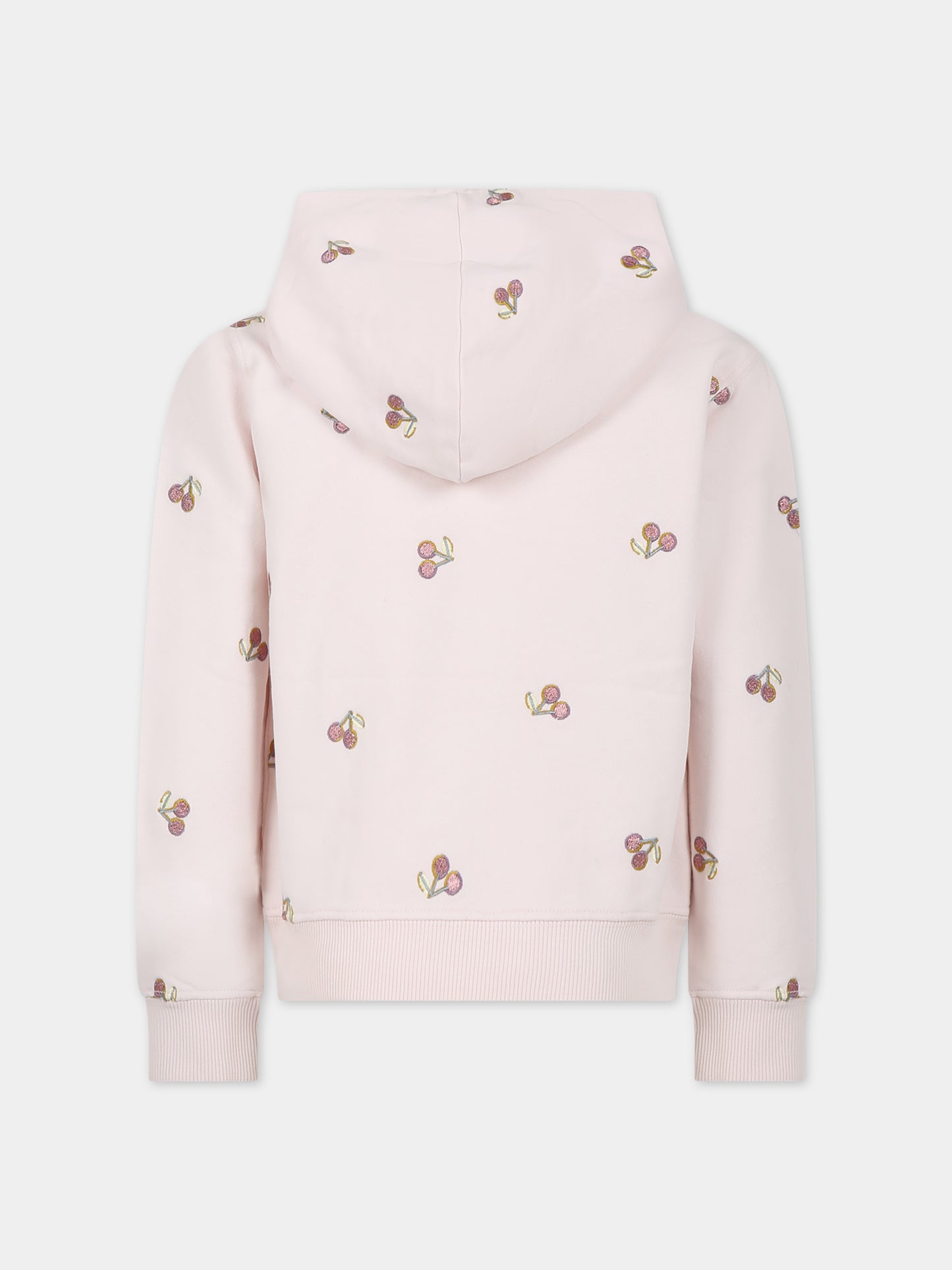 Felpa rosa per bambina con ciliegie all-over,Bonpoint,S04GSWK00008 125B
