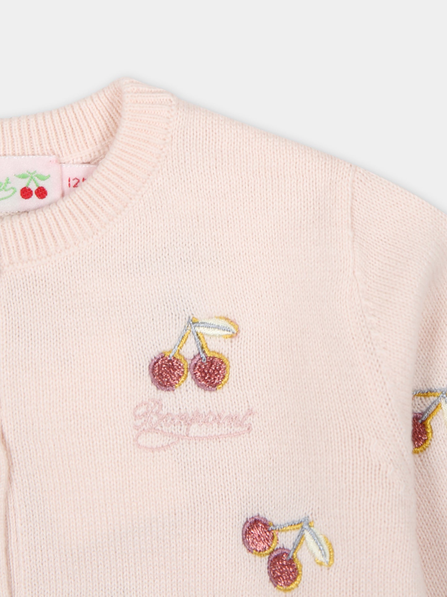 Cardigan rosa per neonata con ciliegie,Bonpoint,S04XCAK00002 120