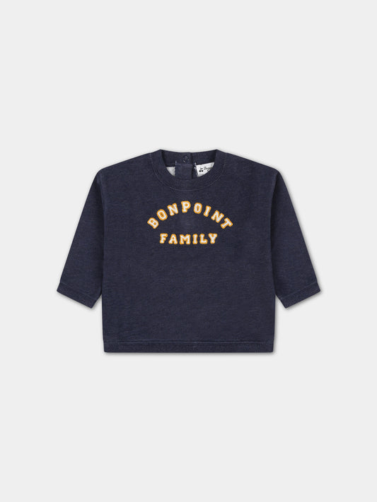 Felpa blu per neonati con logo,Bonpoint,S04YSKW00001 174A