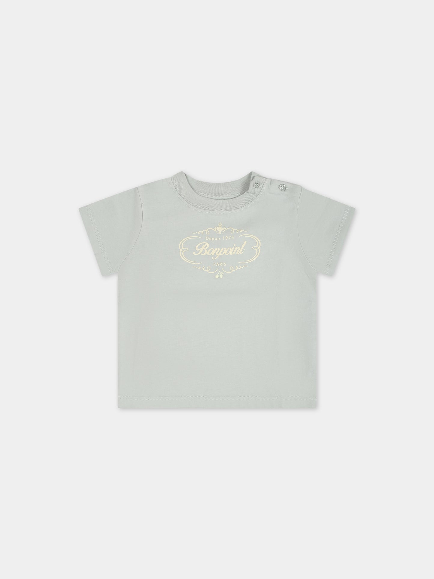 T-shirt verde per neonati con logo,Bonpoint,S04YTSK00007 141B