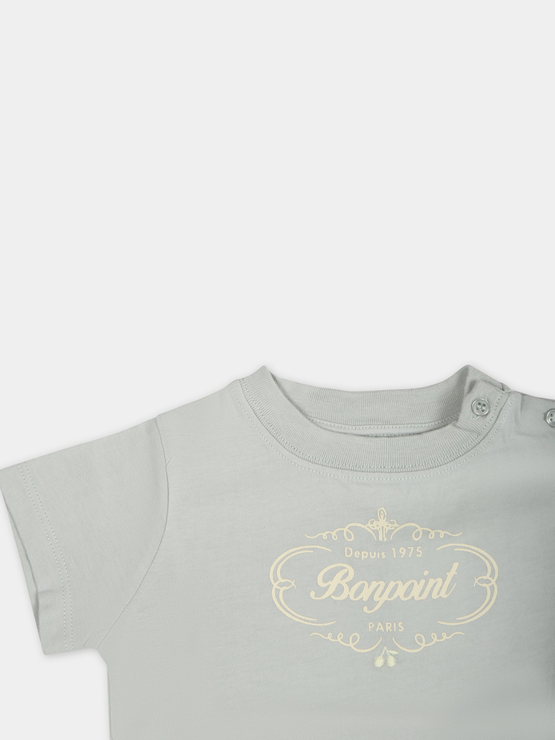 T-shirt verde per neonati con logo,Bonpoint,S04YTSK00007 141B