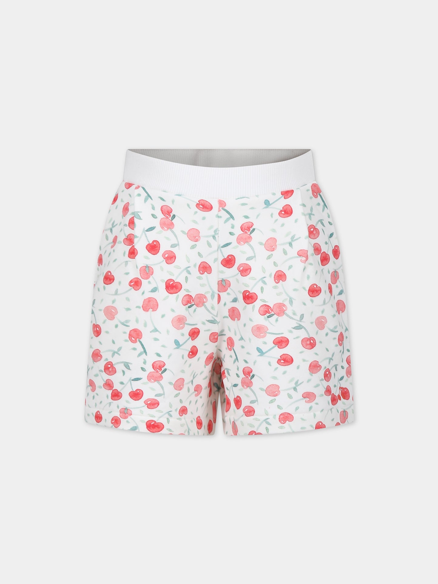 Shorts sportivo avorio per bambina con ciliegie,Bonpoint,S04GBEK00008 602