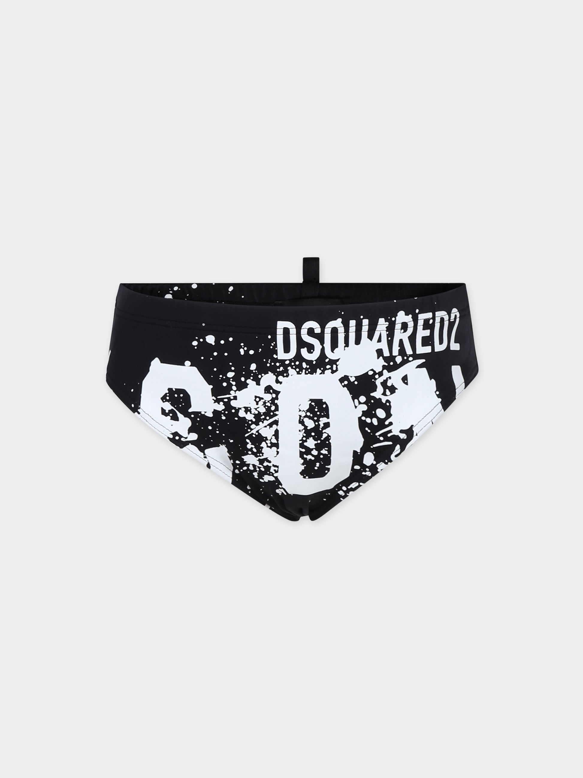 Slip mare nero per bambino con logo,Dsquared2,DQ2324 D000V D2M108M DQ900