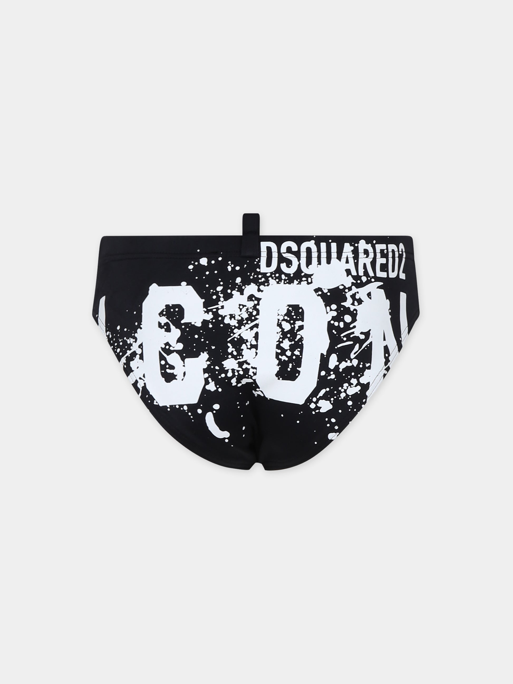 Slip mare nero per bambino con logo,Dsquared2,DQ2324 D000V D2M108M DQ900
