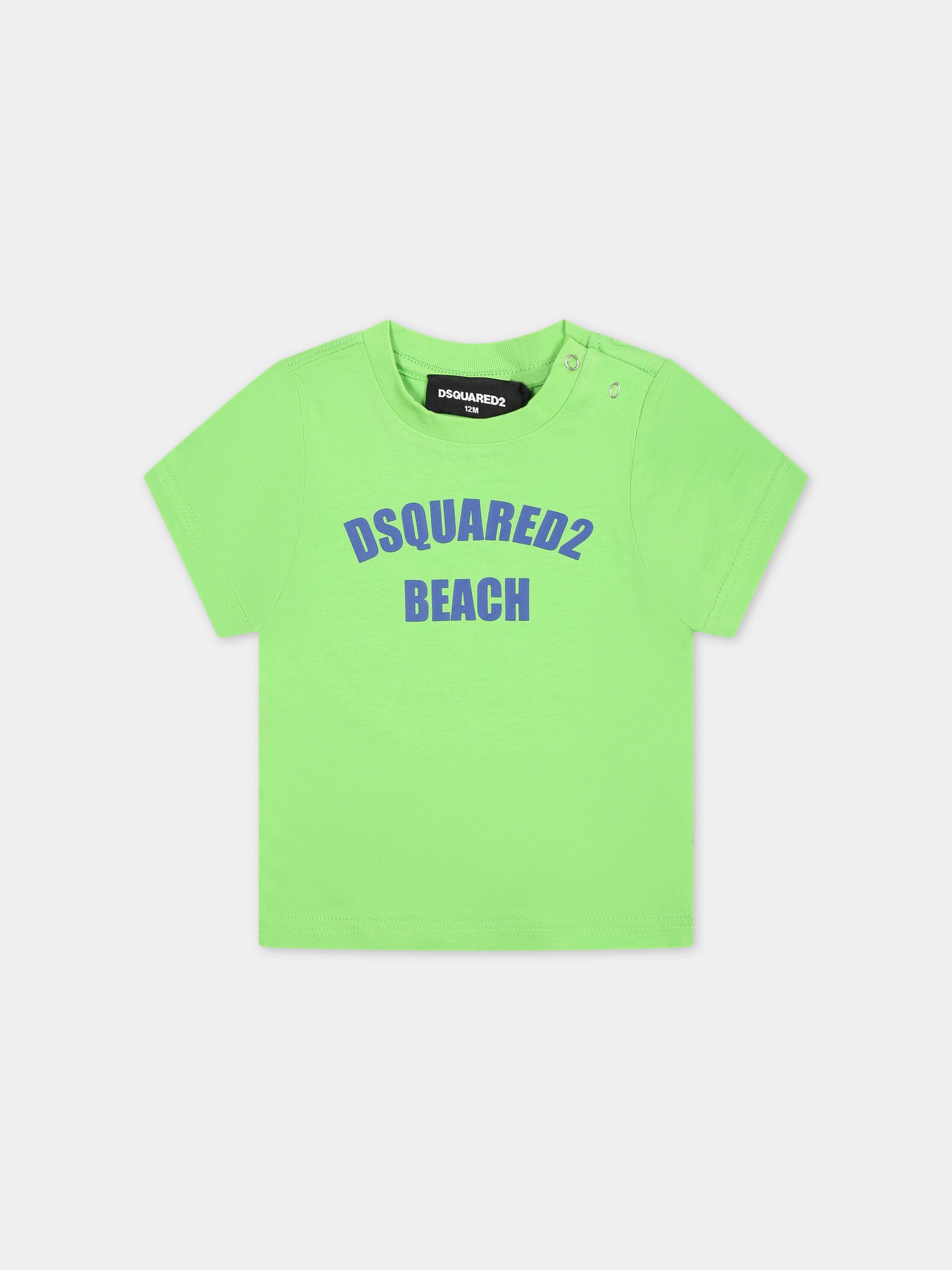 T-shirt verde per neonato con logo,Dsquared2,DQ2345 D0A47 D2MT21B DQ525