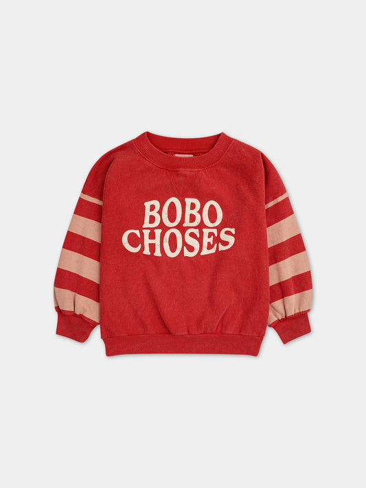 Felpa rossa per bambini con logo,Bobo Choses,124AC051