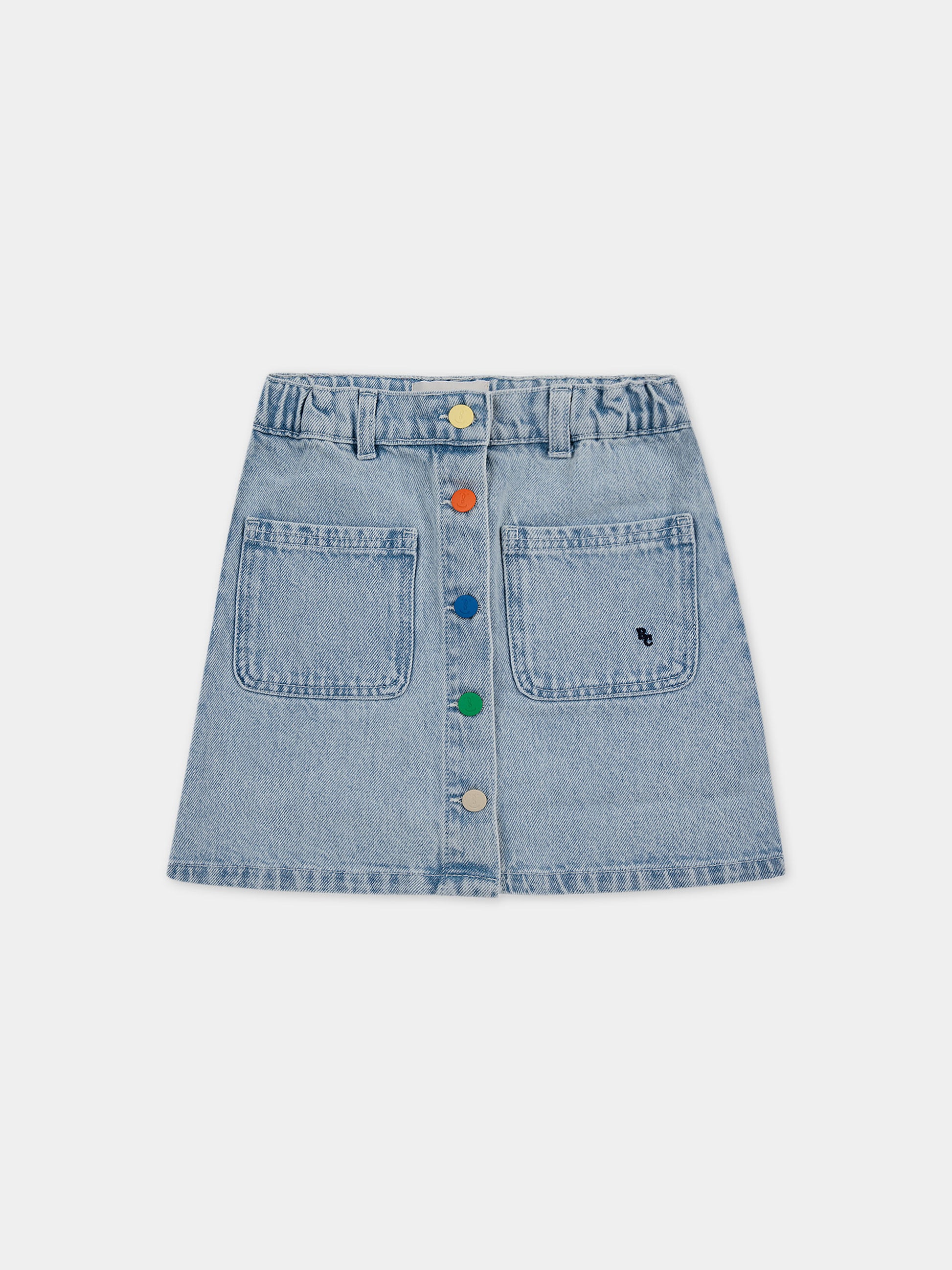 Gonna in denim per bambina con bottoni multicolor,Bobo Choses,124AC095