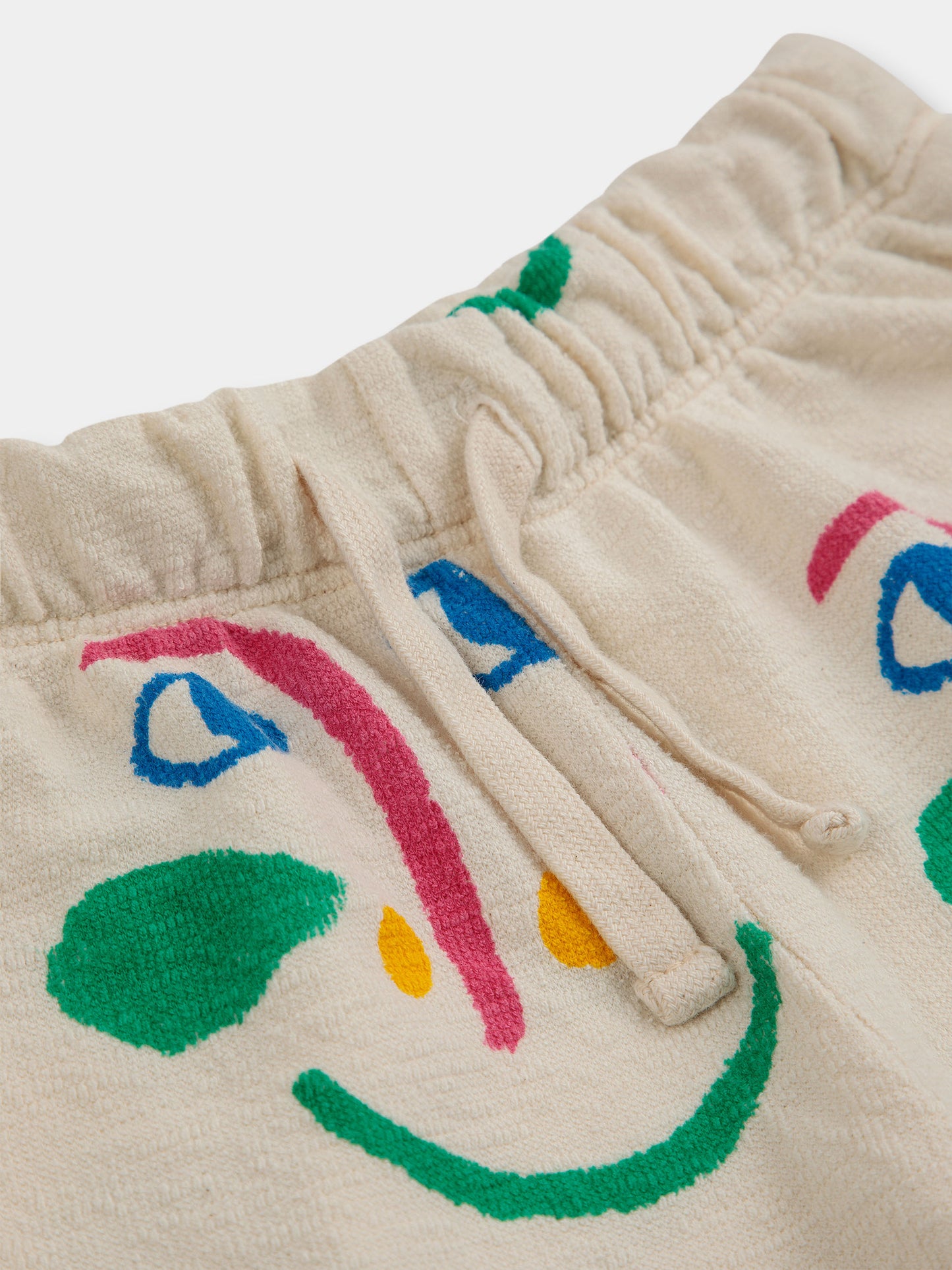 Pantalone bianco per bambina con fantasia viso multicolor all-over,Bobo Choses,124AC106