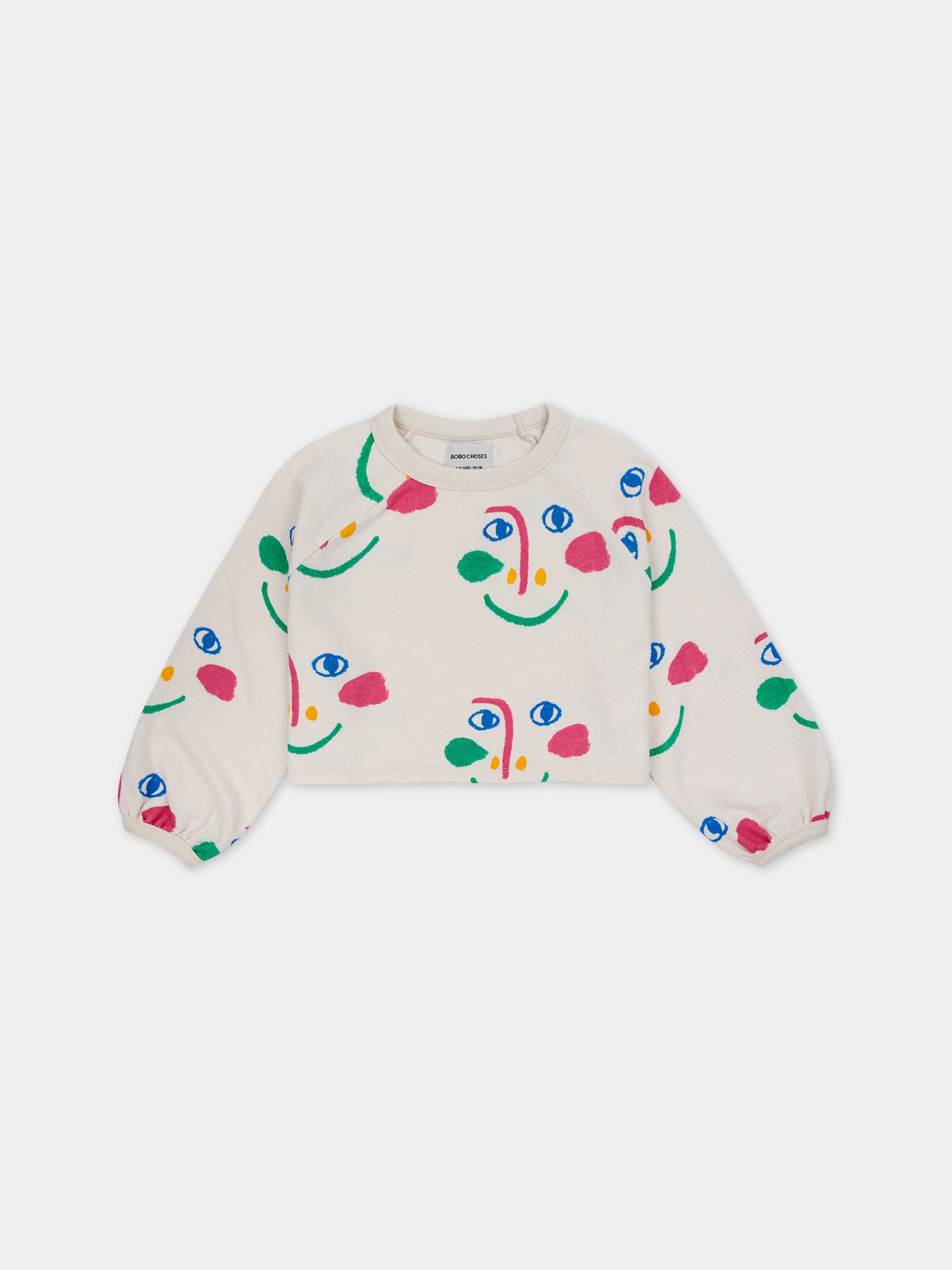 Felpa avorio per bambina con viso multicolor all-over,Bobo Choses,124AC040