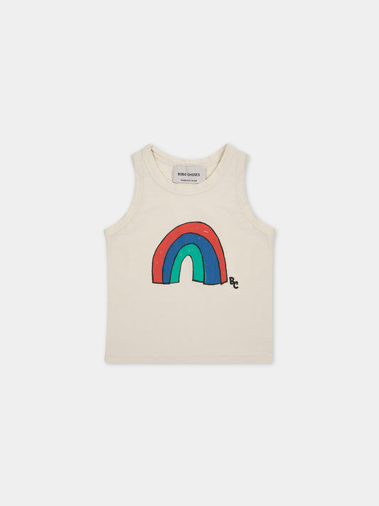 Canotta avorio per neonato con stampa arcobaleno,Bobo Choses,124AB013