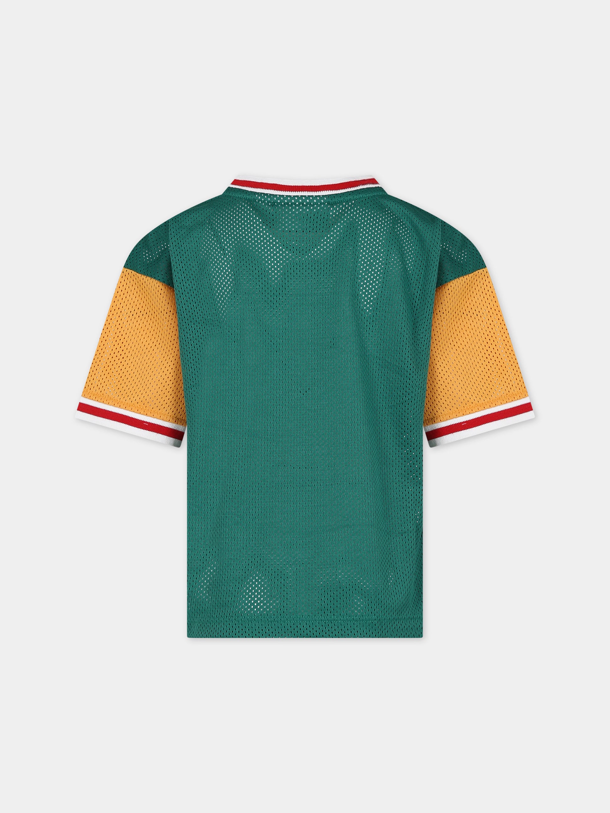 T-shirt verde per bambini con palla da basket,Mini Rodini,2422012375