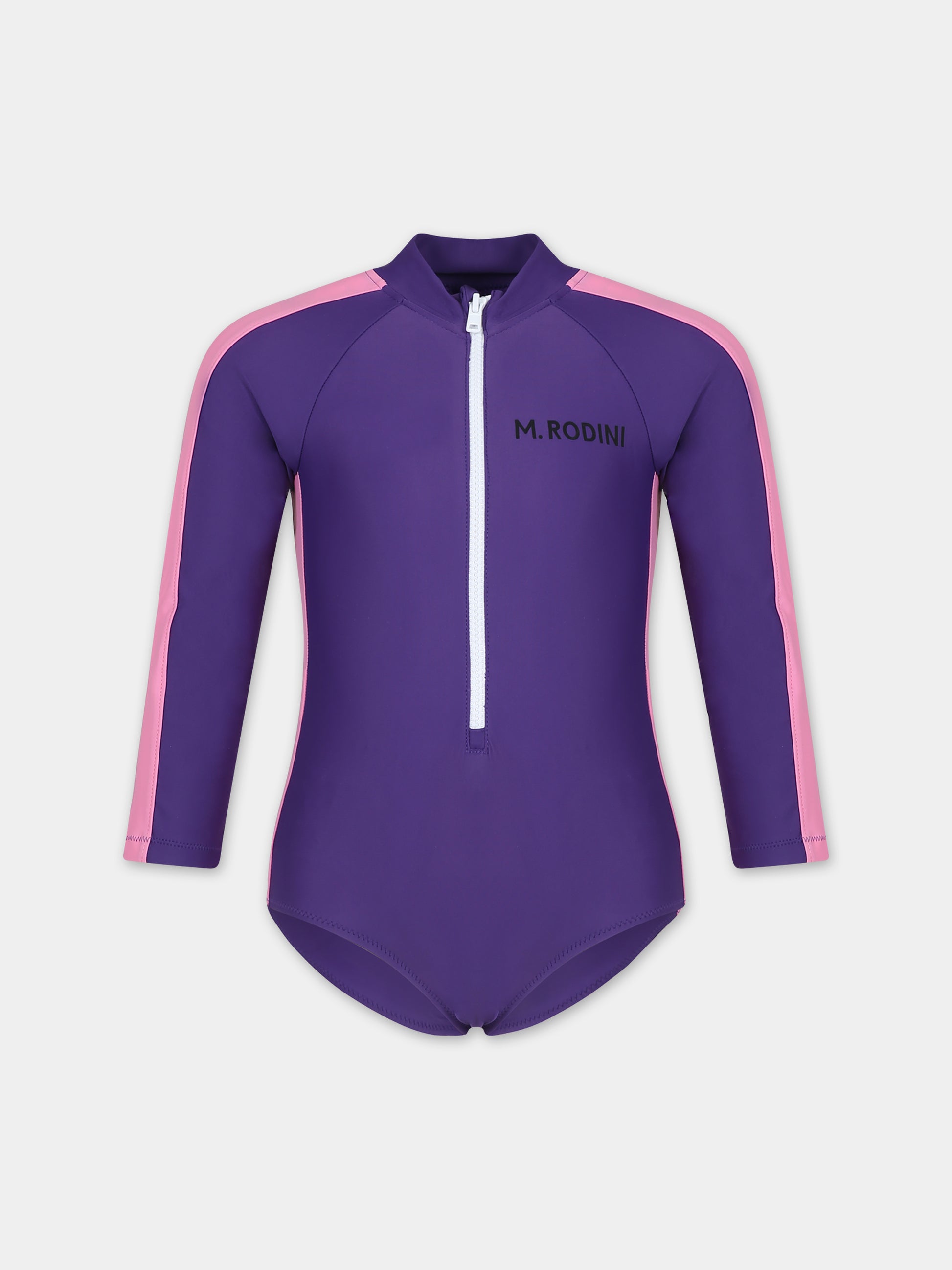 Costume Anti UV viola per bambina con logo,Mini Rodini,2428010845