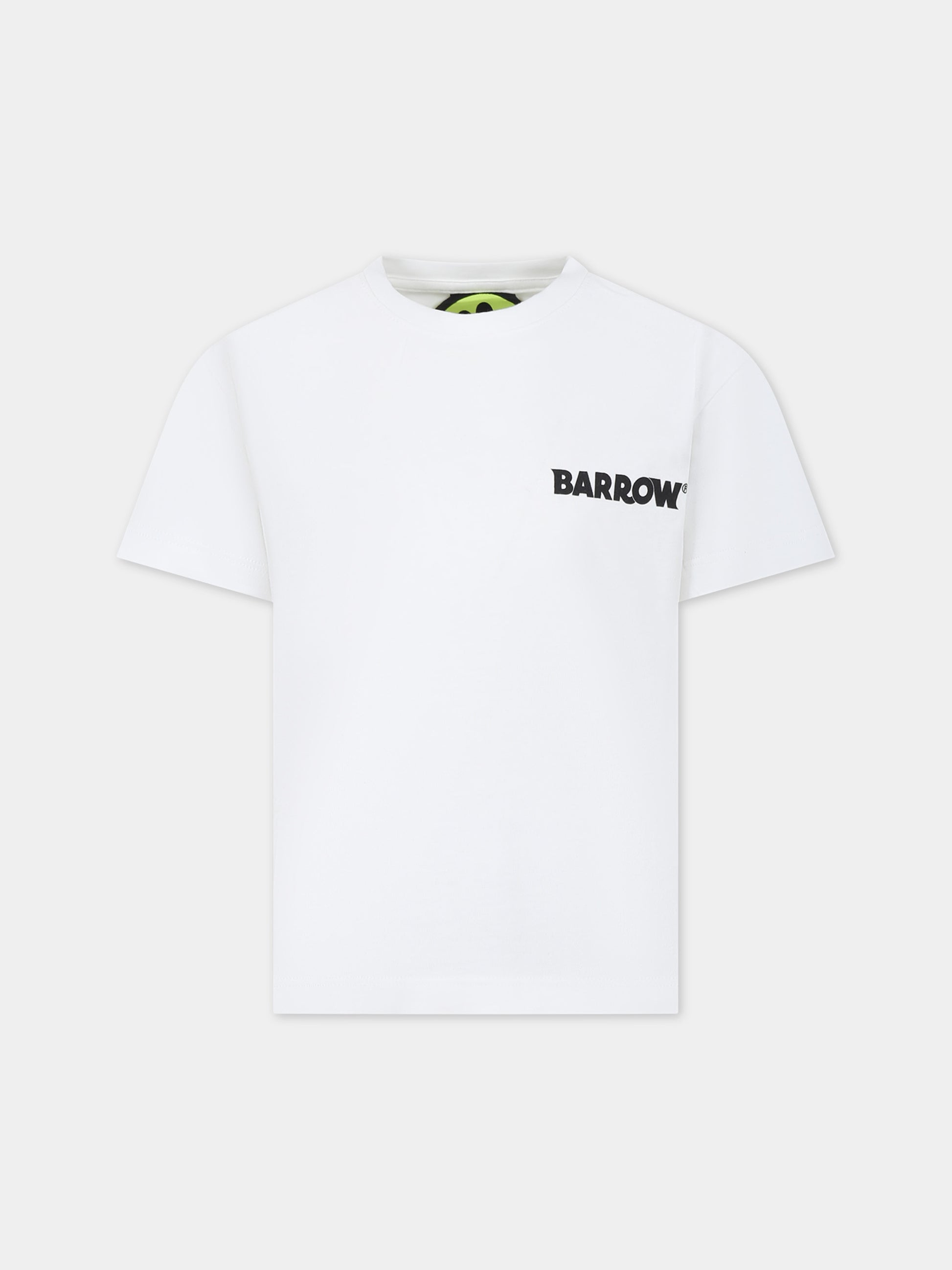 T-shirt bianca per bambini con smile e logo,Barrow,S4BKJUTH096 002
