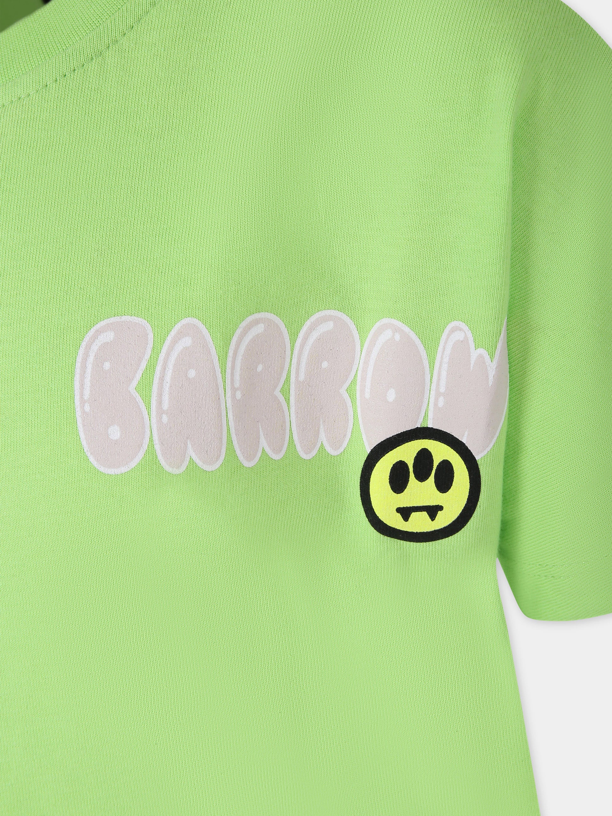 T-shirt verde per bambini con logo e Bear,Barrow,S4BKJUTH116 253