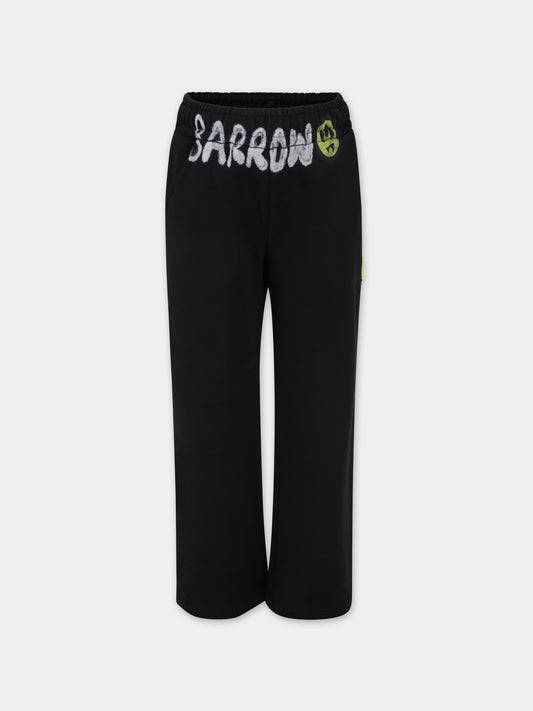 Pantalone sportivo nero per bambino con logo,Barrow,S4BKJUFP027 110