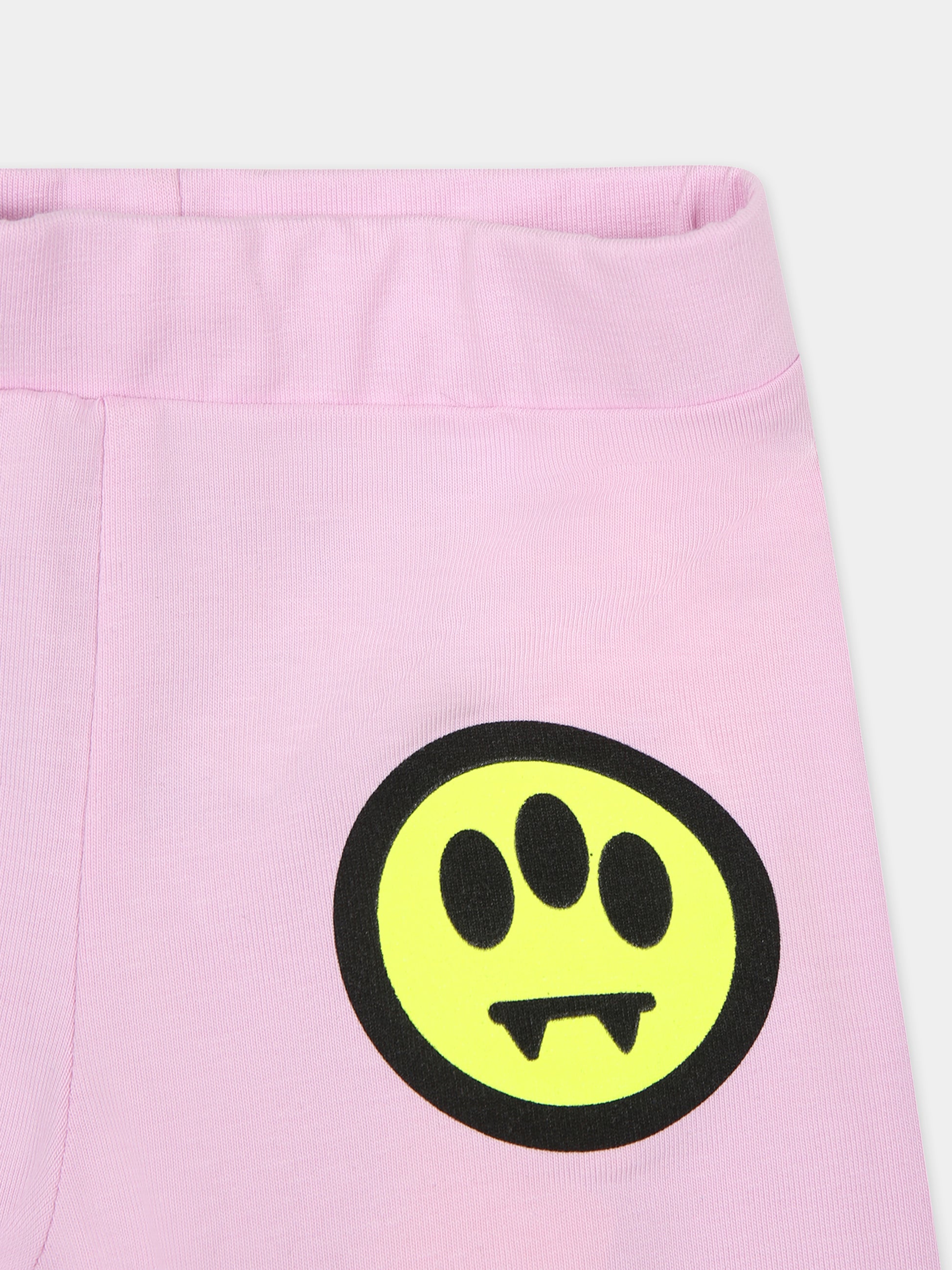 Leggings rosa per neonata con smile e logo,Barrow,S4BKNGLG143 BW014