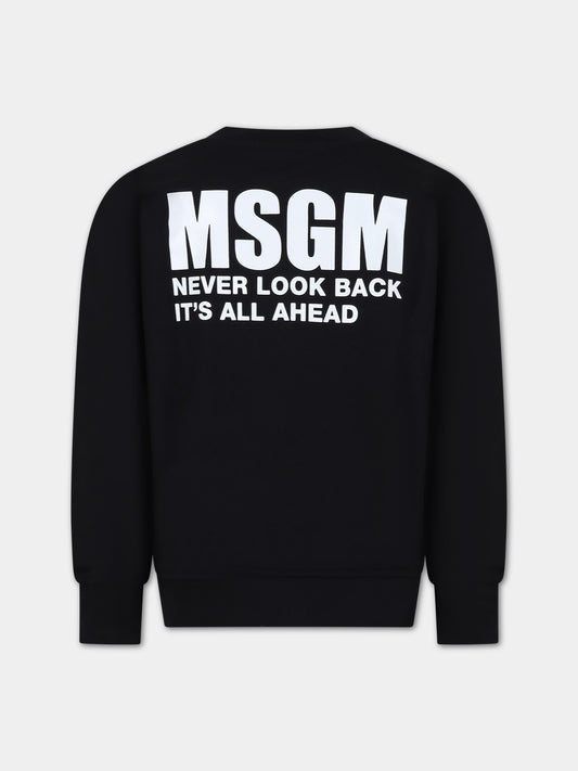 Felpa nera per bambini con logo,Msgm Kids,S4MSJUSW013 110