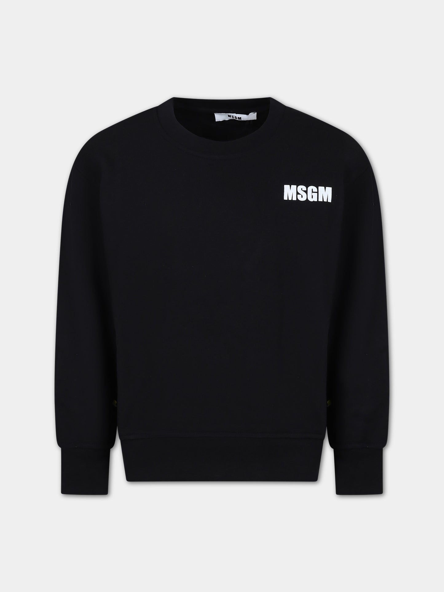 Felpa nera per bambini con logo,Msgm Kids,S4MSJUSW013 110