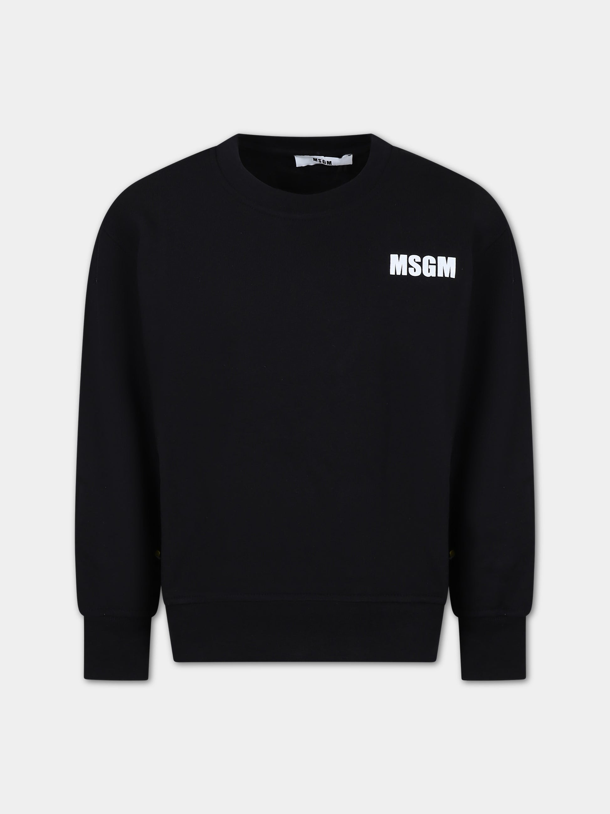 Felpa nera per bambini con logo,Msgm Kids,S4MSJUSW013 110