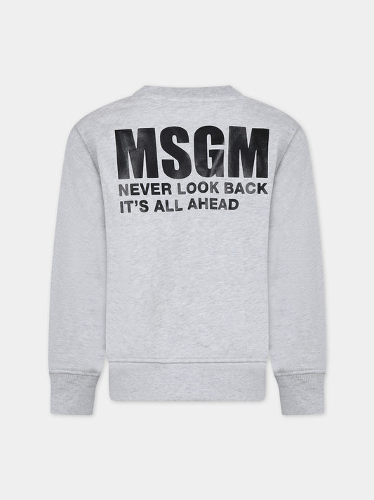 Felpa grigia per bambini con logo,Msgm Kids,S4MSJUSW013 107