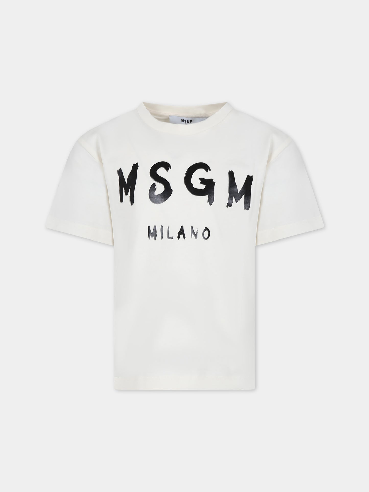 T-shirt avorio per bambini con logo,Msgm Kids,S4MSJUTH012 013