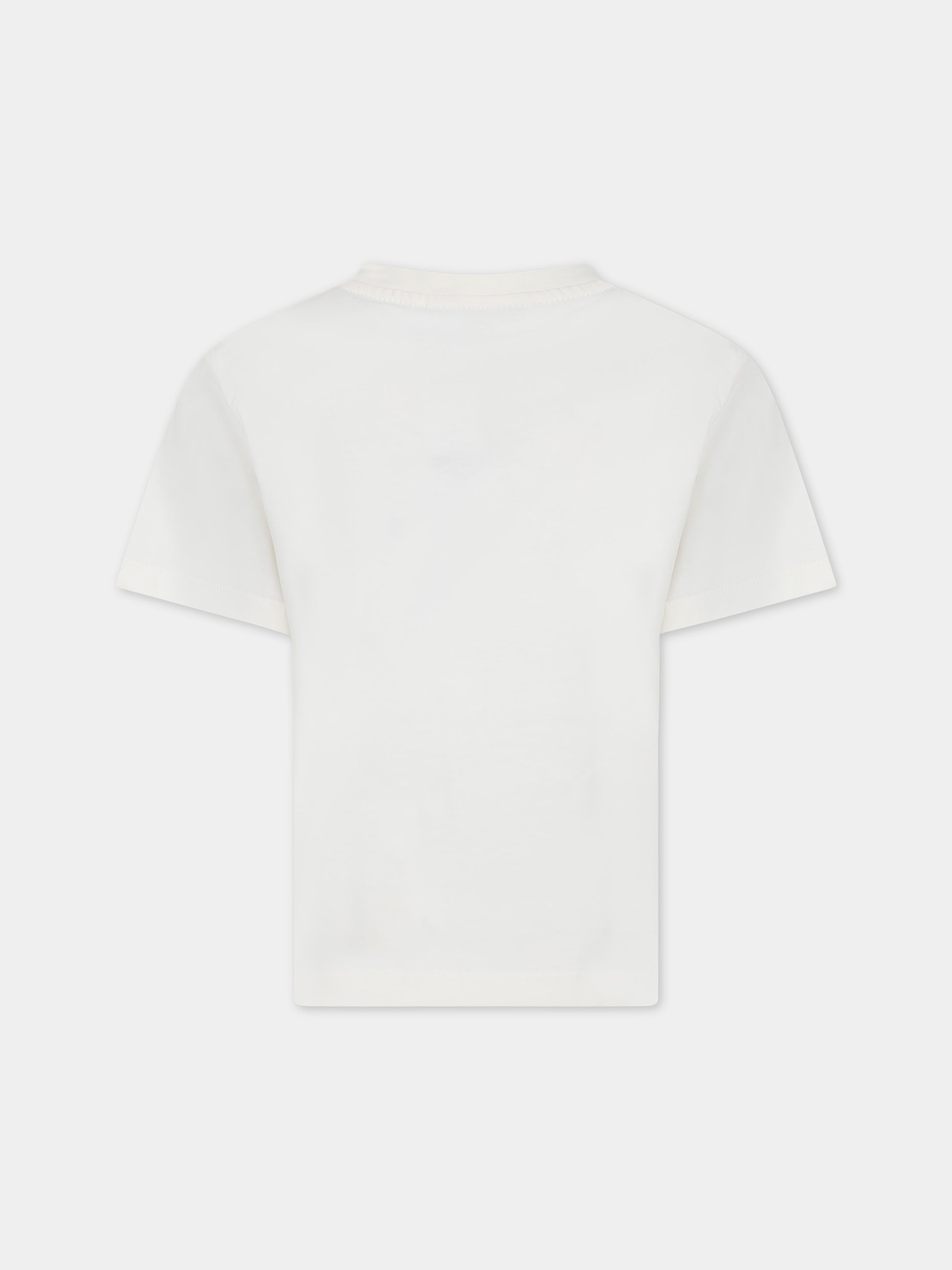 T-shirt avorio per bambini con logo,Msgm Kids,S4MSJUTH012 013