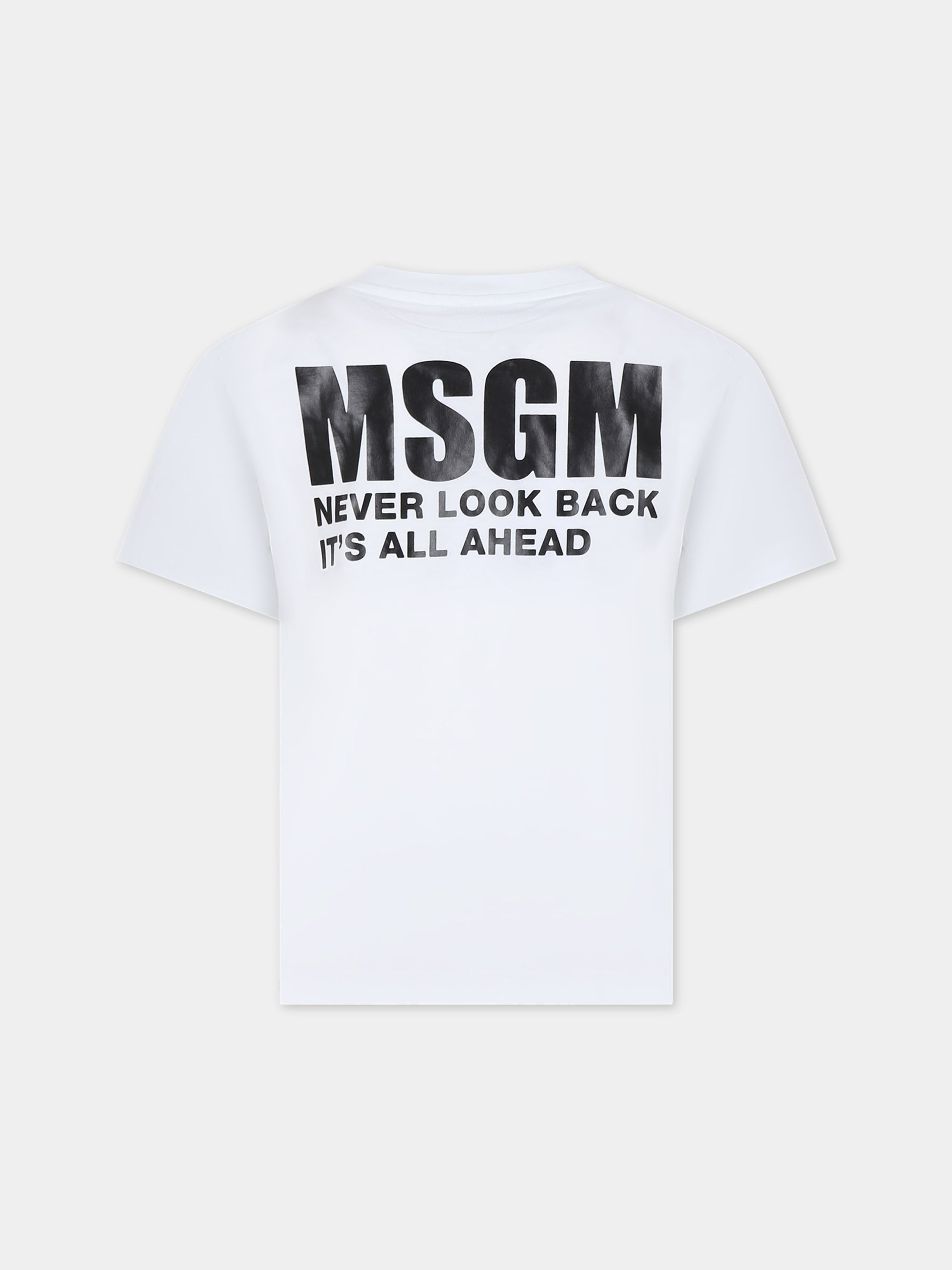 T-shirt bianca per bambini con logo,Msgm Kids,S4MSJUTH005 001