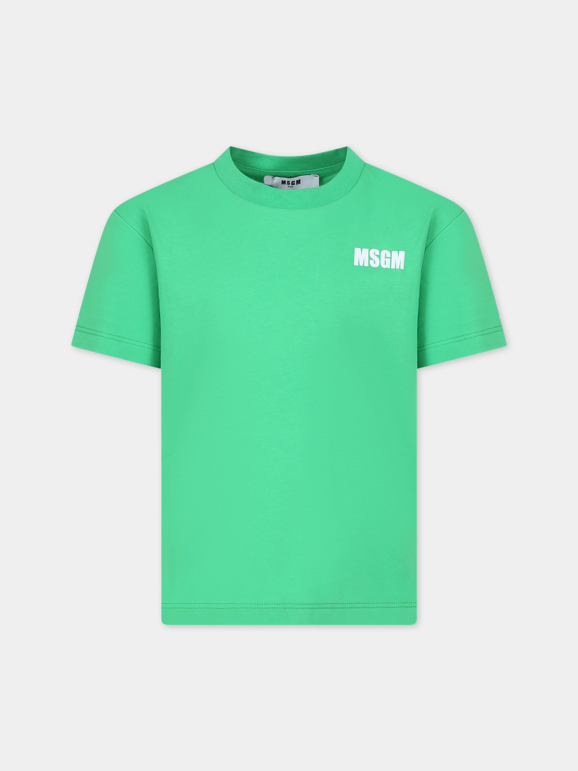 T-shirt verde per bambini con logo,Msgm Kids,S4MSJUTH005 080