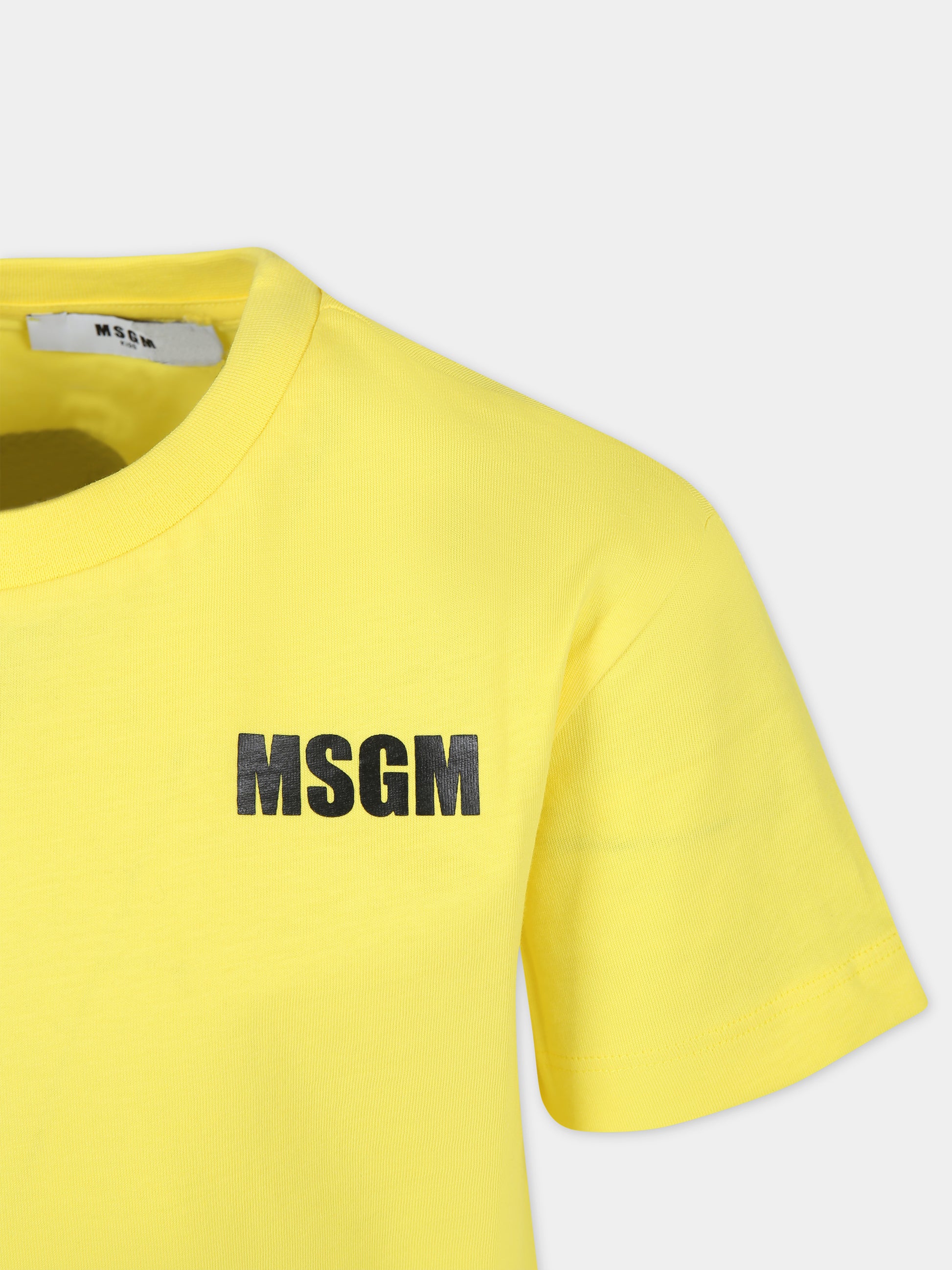 T-shirt gialla per bambini con logo,Msgm Kids,S4MSJUTH005 020