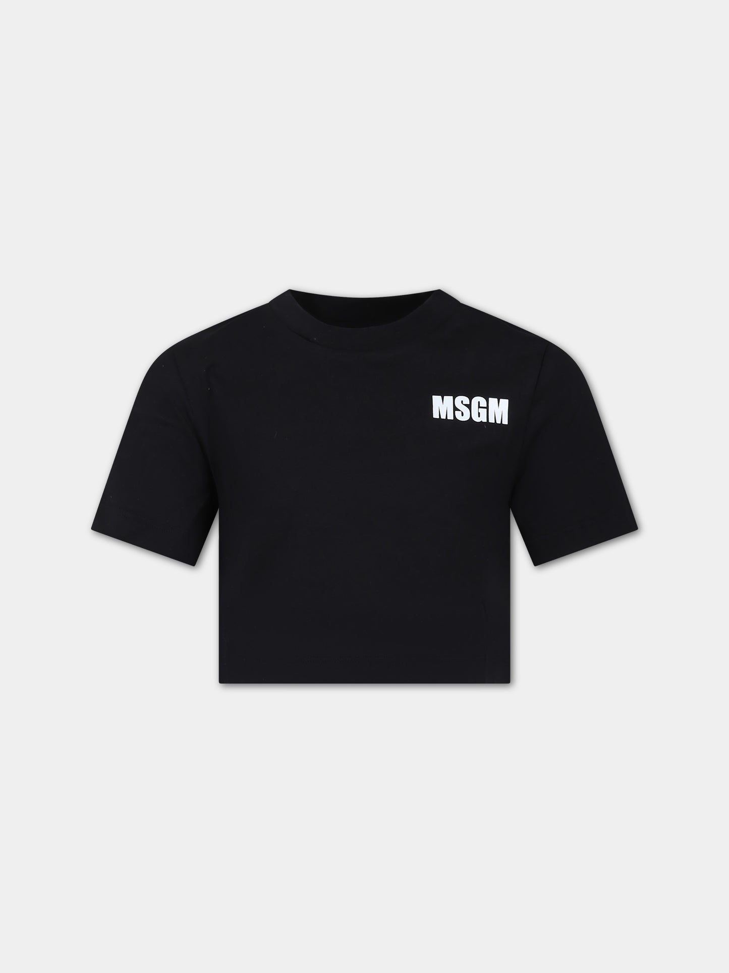 T-shirt nera per bambina con logo,Msgm Kids,S4MSJGTH007 110