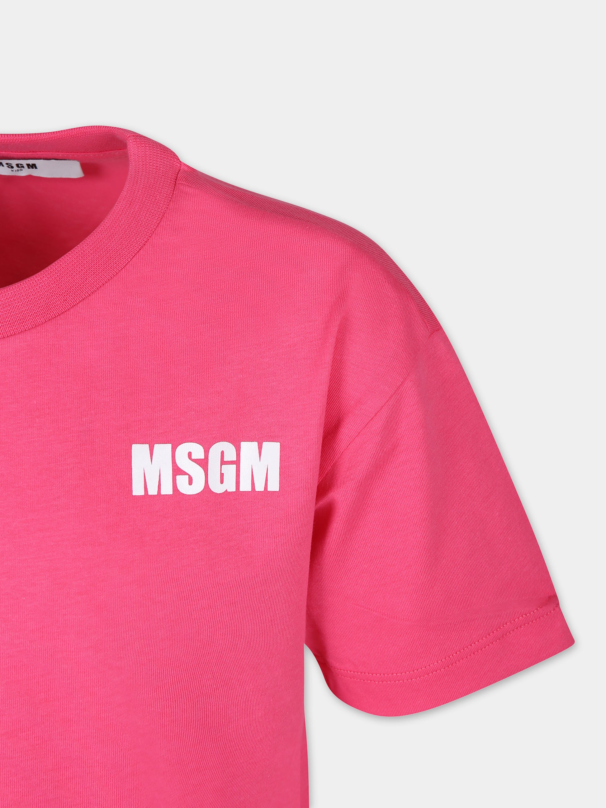 Vestito fucsia per bambina con logo,Msgm Kids,S4MSJGDR031 044