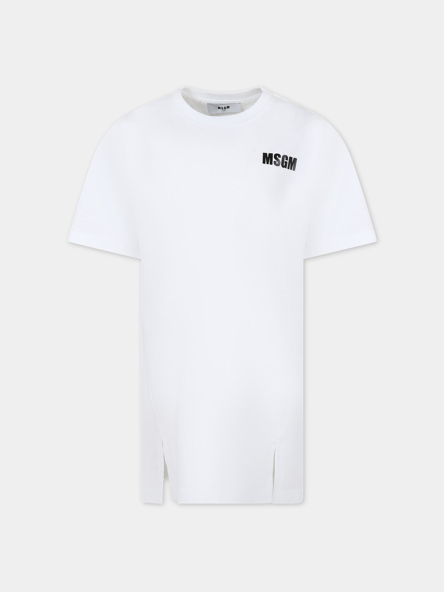 Vestito bianco per bambina con logo,Msgm Kids,S4MSJGDR031 001