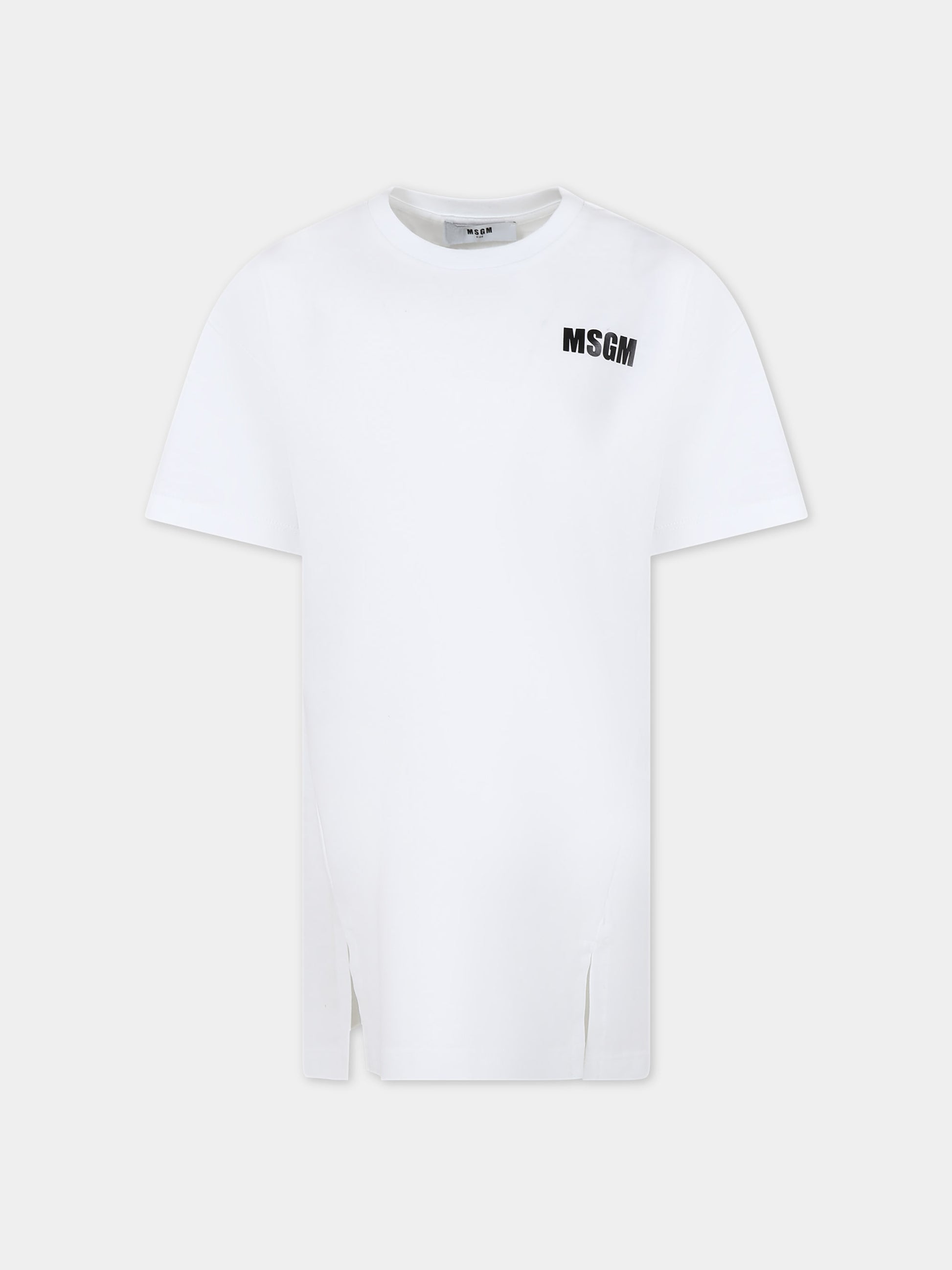 Vestito bianco per bambina con logo,Msgm Kids,S4MSJGDR031 001