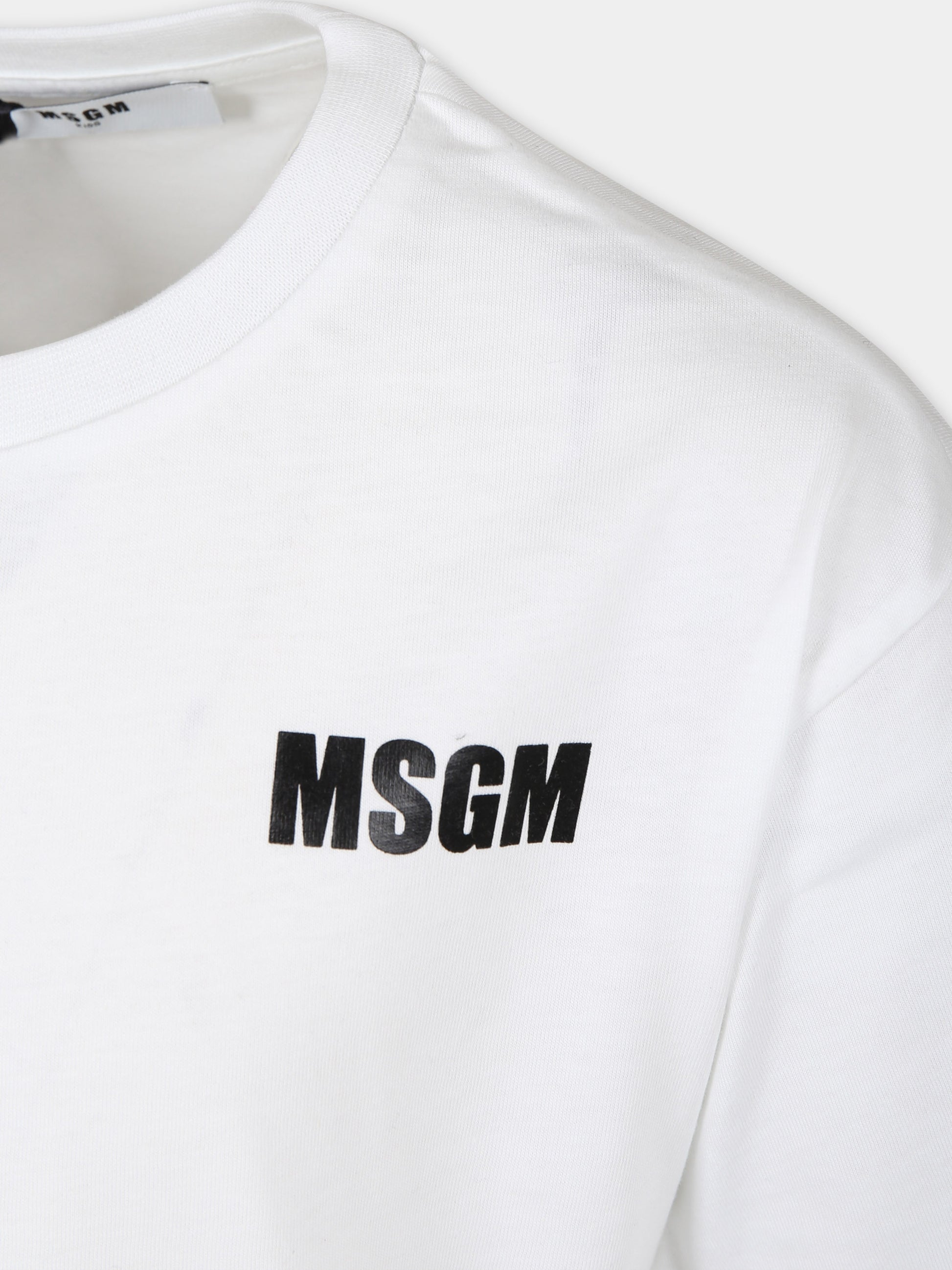 Vestito bianco per bambina con logo,Msgm Kids,S4MSJGDR031 001