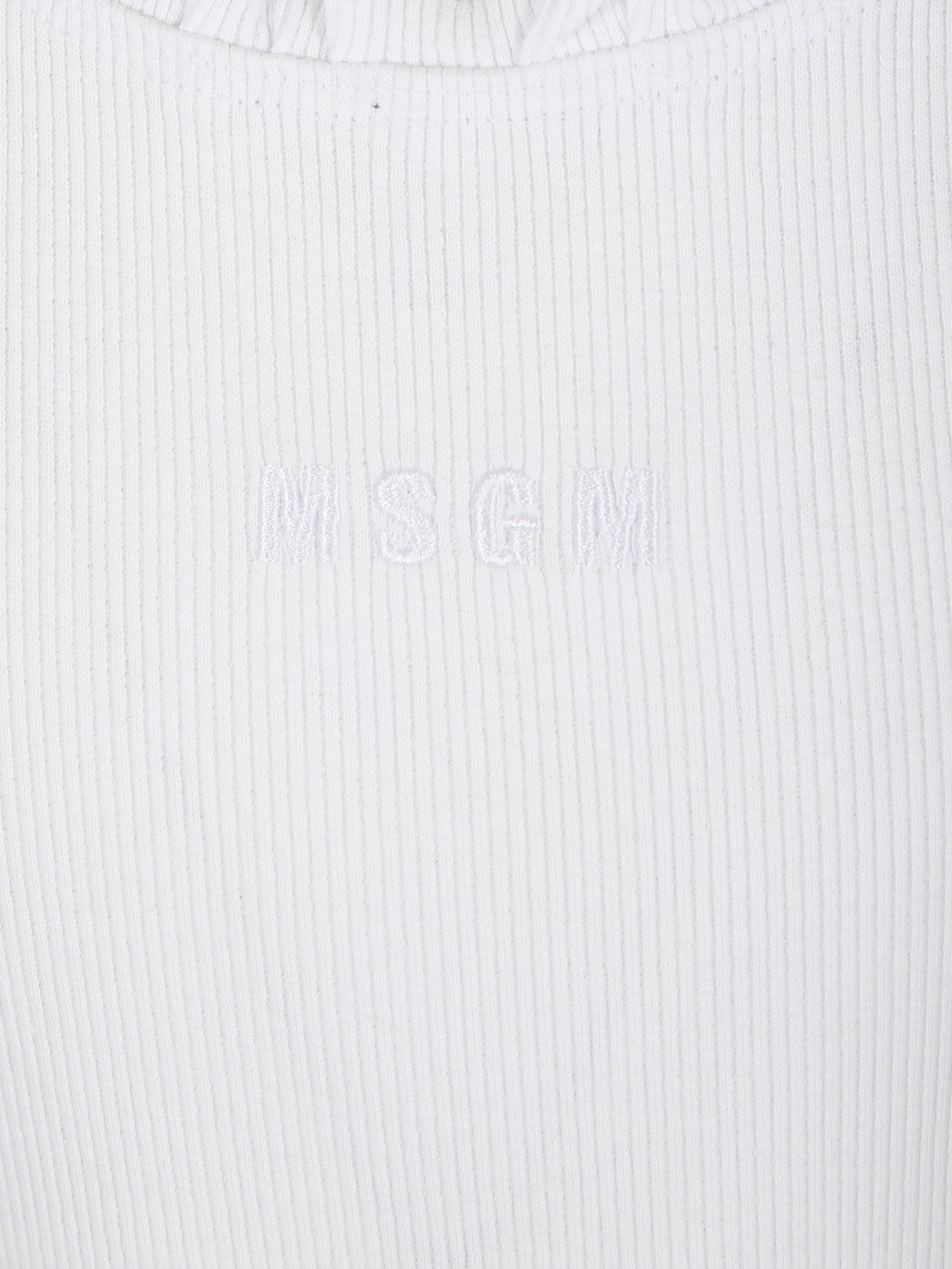 Vestito bianco per bambina con rouches,Msgm Kids,S4MSJGDR064 001