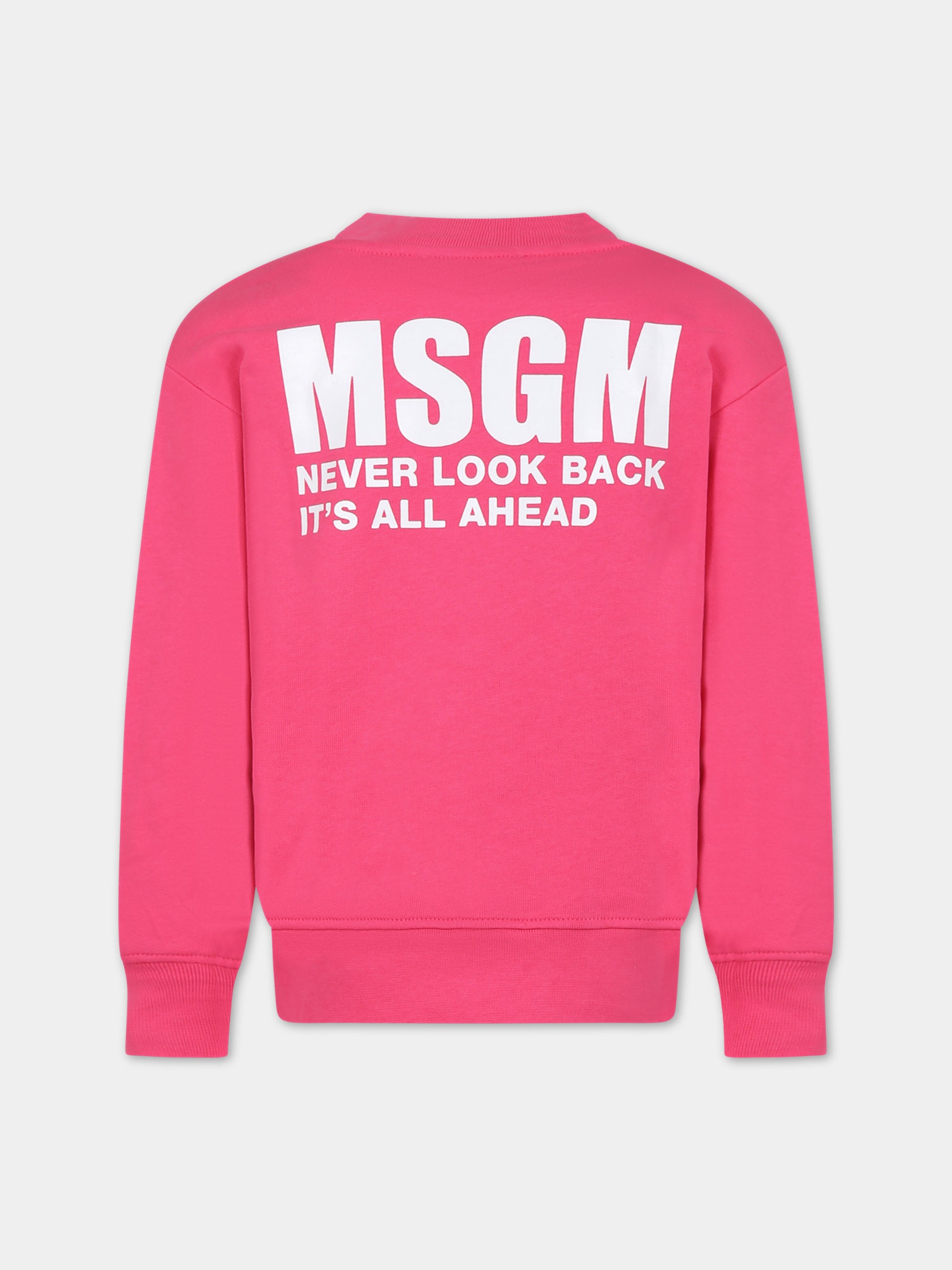 Felpa fucsia per bambini con logo,Msgm Kids,S4MSJUSW013 044