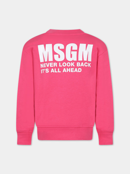 Felpa fucsia per bambini con logo,Msgm Kids,S4MSJUSW013 044