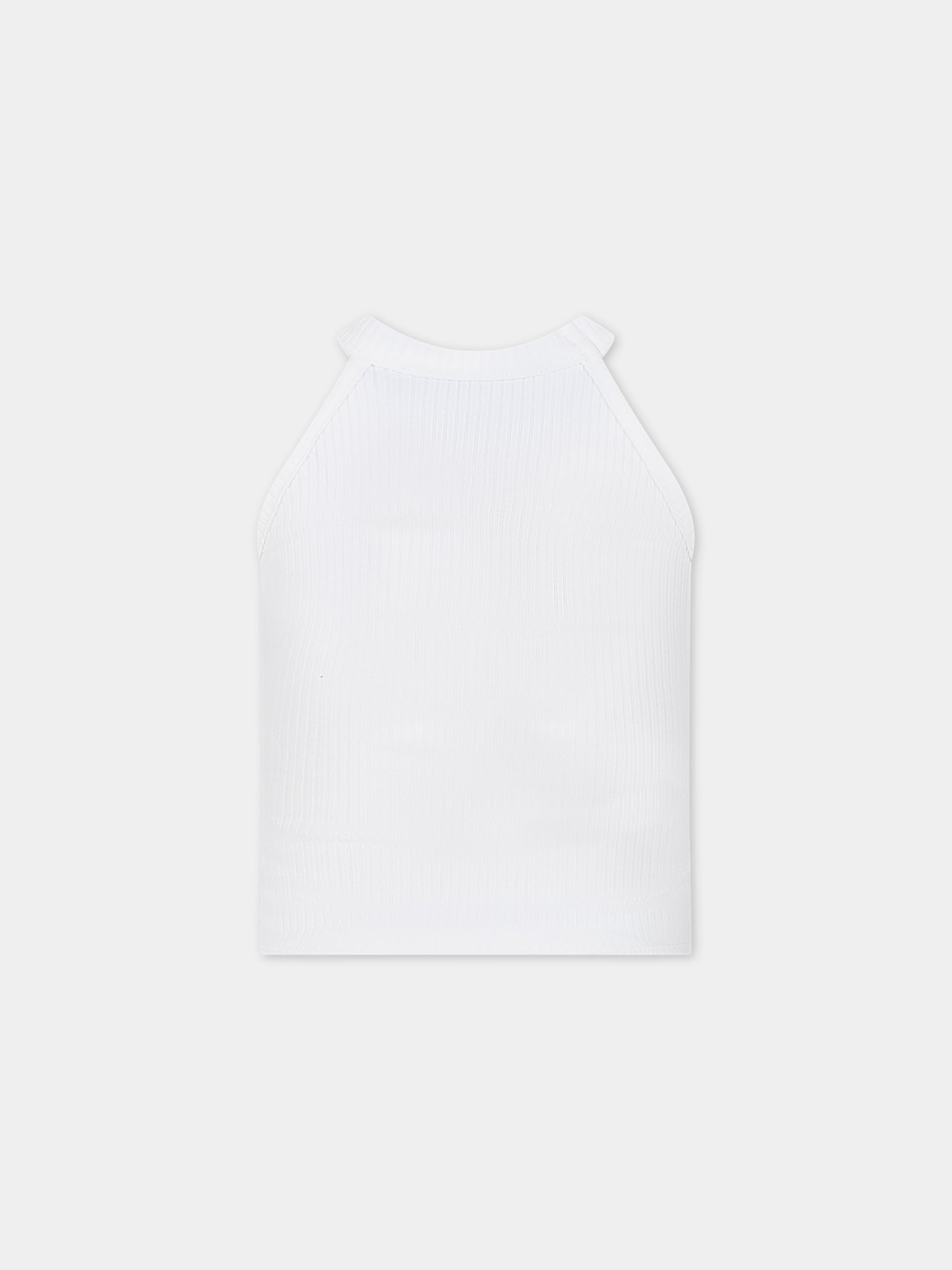 Canotta bianca per bambina con logo,Msgm Kids,S4MSJGTA177 001