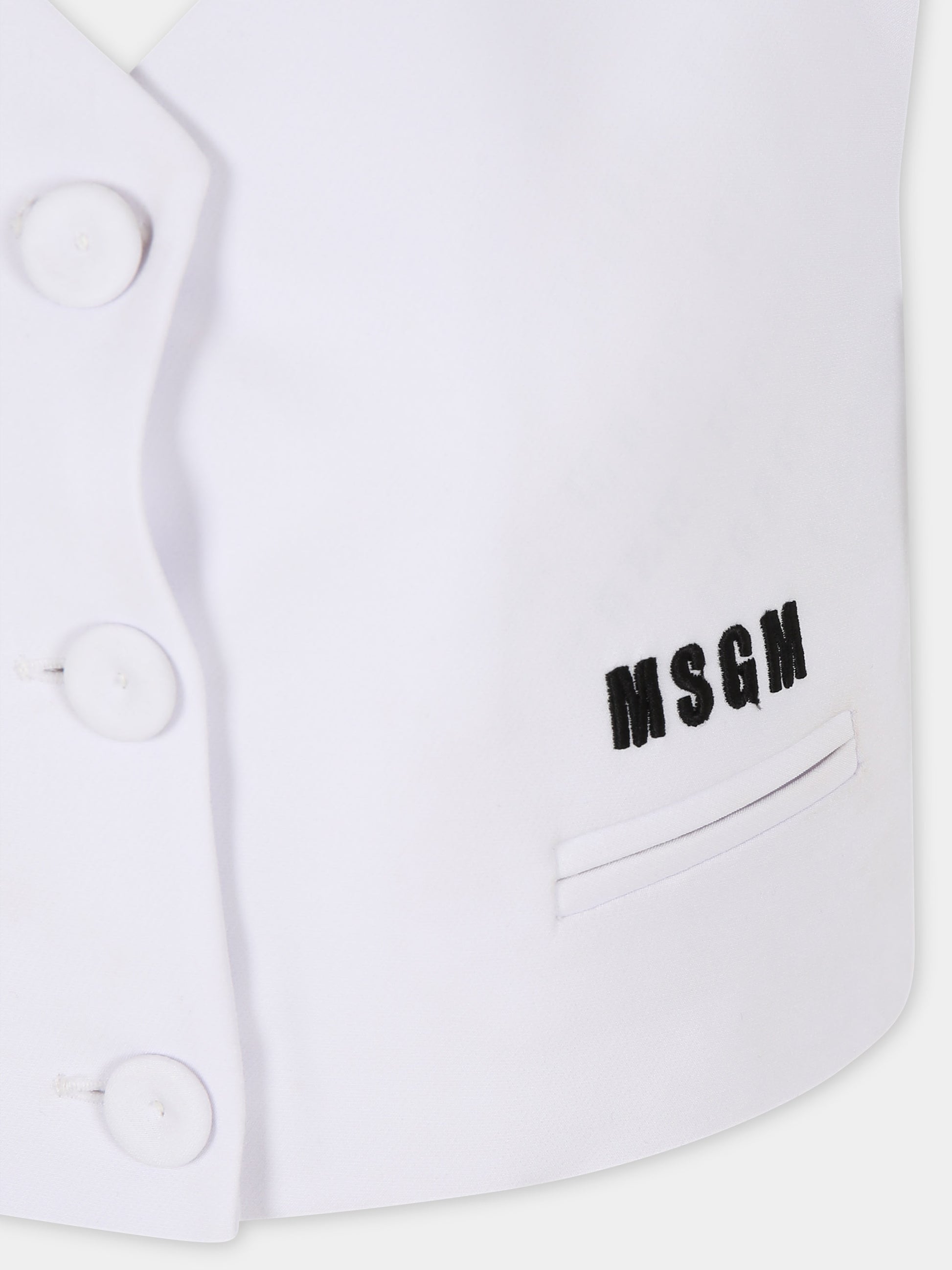 Panciotto bianco per bambina con logo,Msgm Kids,S4MSJGVE157 001