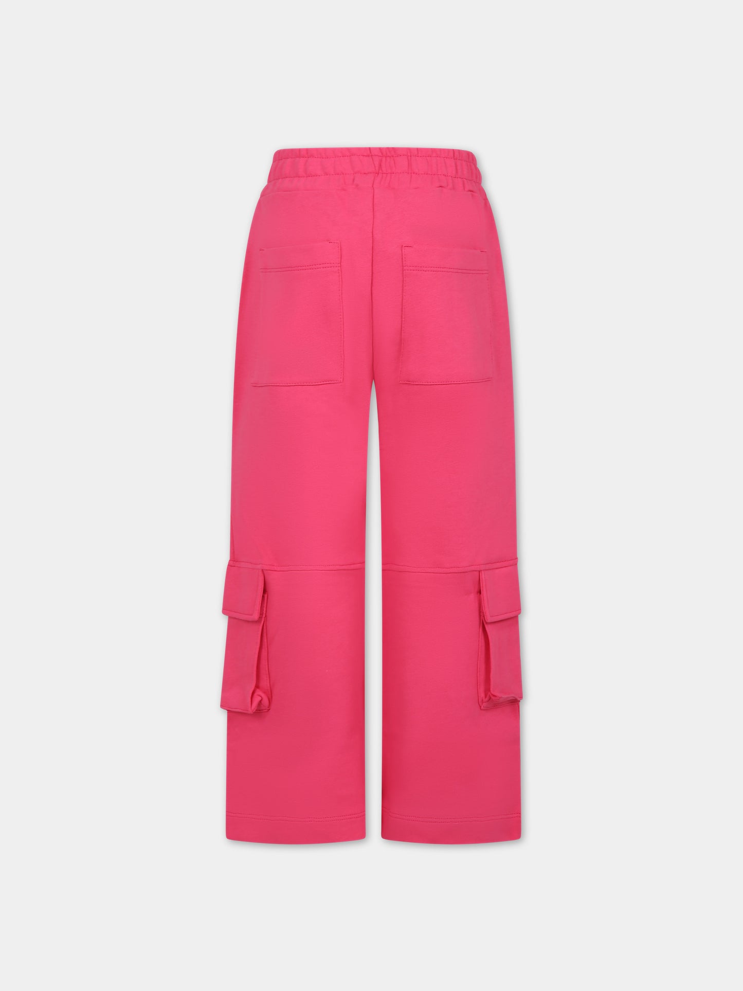 Pantaloni fucsia per bambina con logo,Msgm Kids,S4MSJUFP019 044