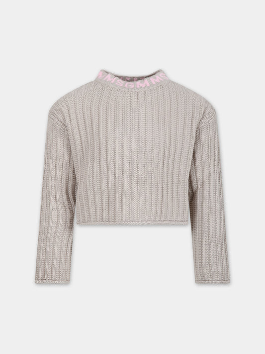 Maglione beige per bambina con logo,Msgm Kids,S4MSJGJP082 015