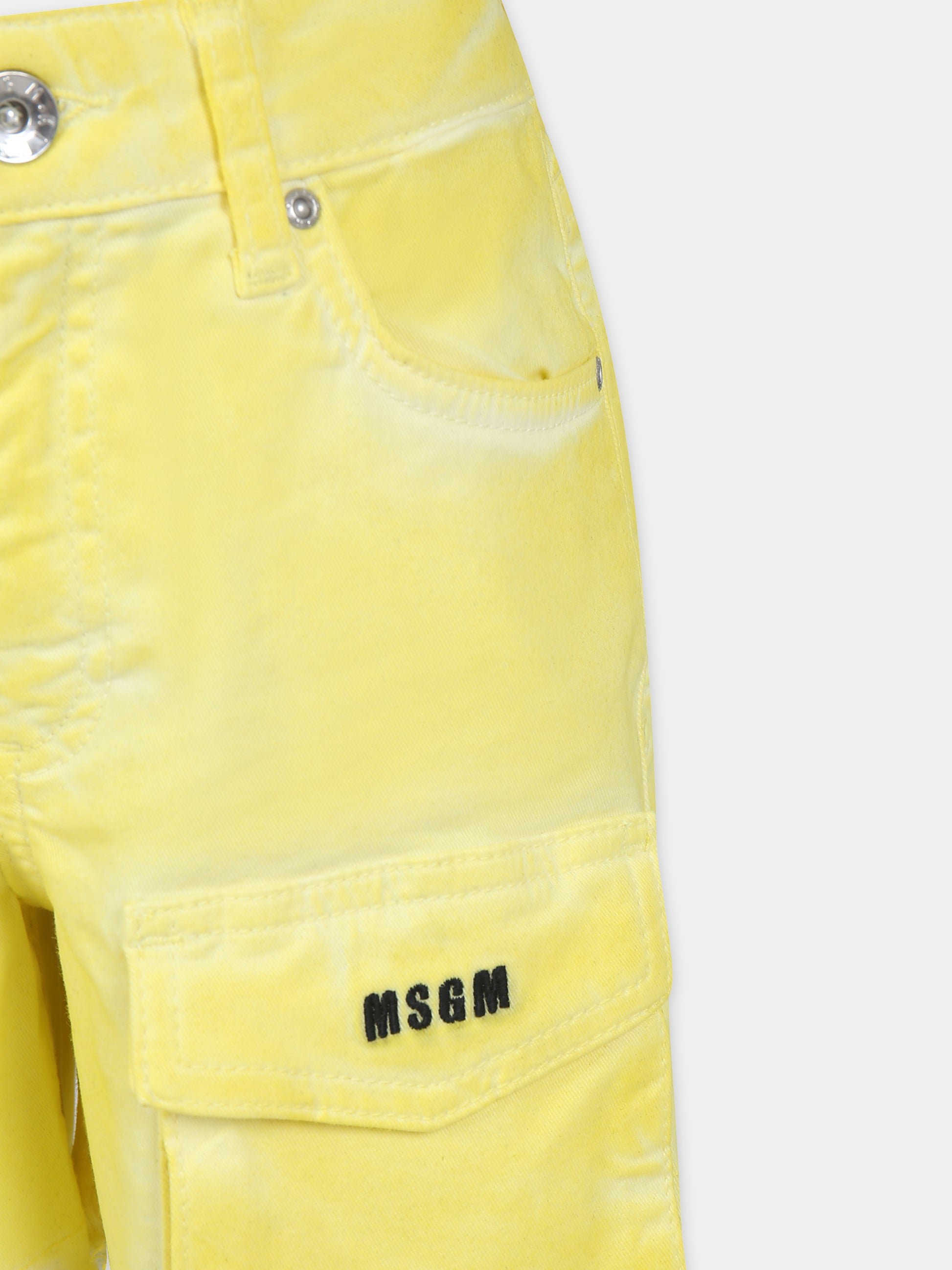Shorts gialli per bambina con logo,Msgm Kids,S4MSJGSH038 020